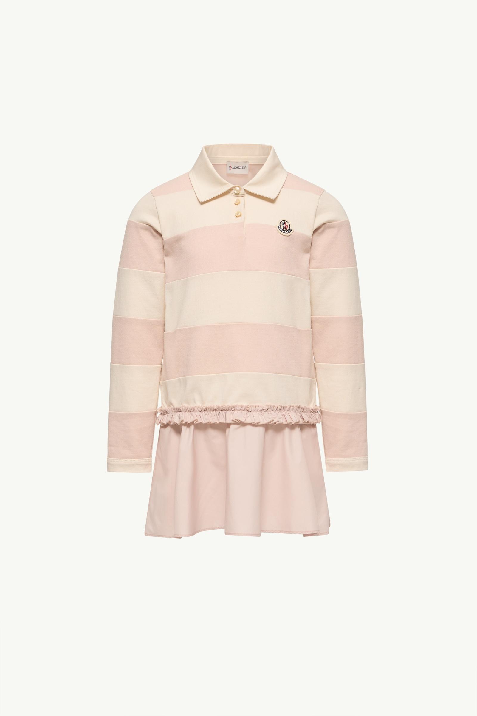 Vestido polo de jersey de rayas Niña Blanco & Rosa Moncler, 1 of 0