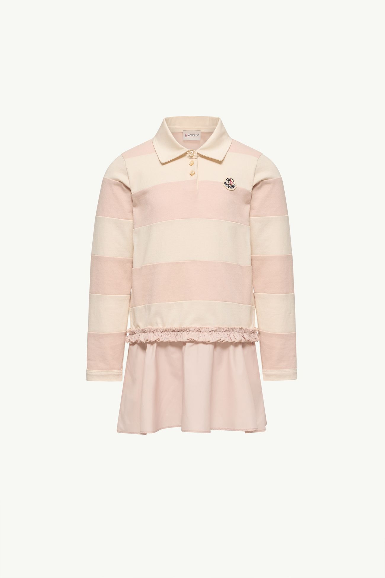 Chemisier Polo in Jersey a Righe Bambina Bianco & Rosa Moncler 0