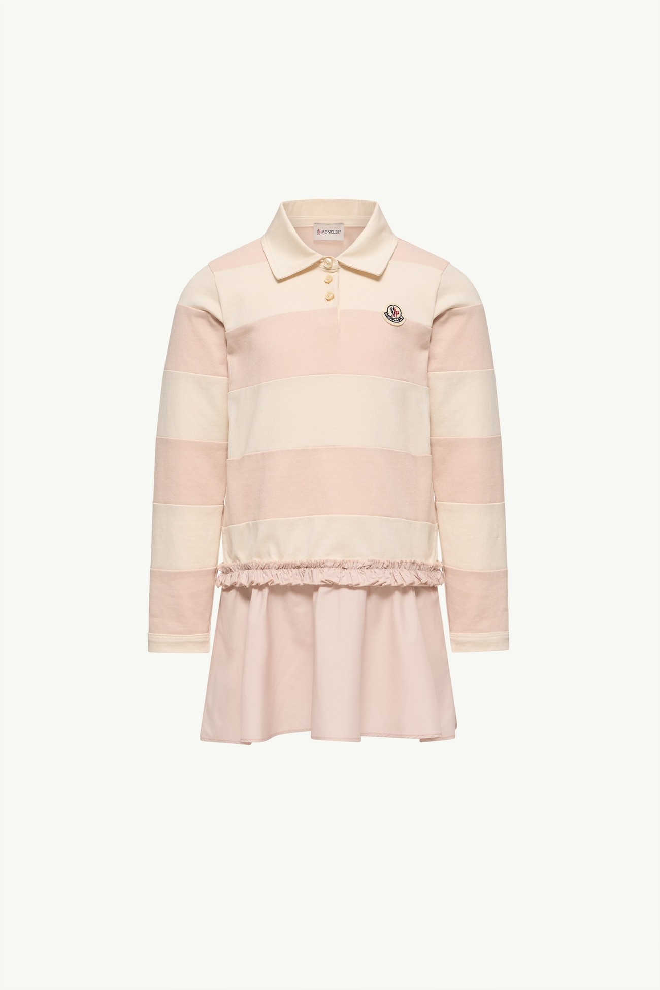 Robe polo en jersey rayé Fille Blanc & Rose Moncler 0