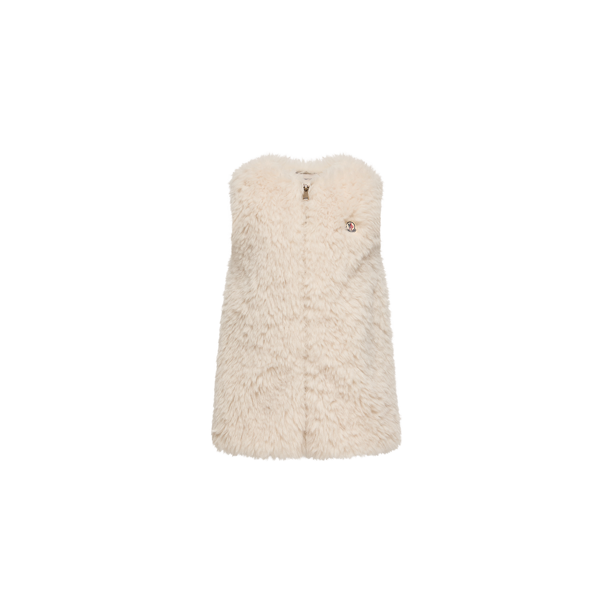 Moncler Girls Cream Enfant Faux Fur Sleeveless Dress Ivory - Size 8 Years Kids - Image 4