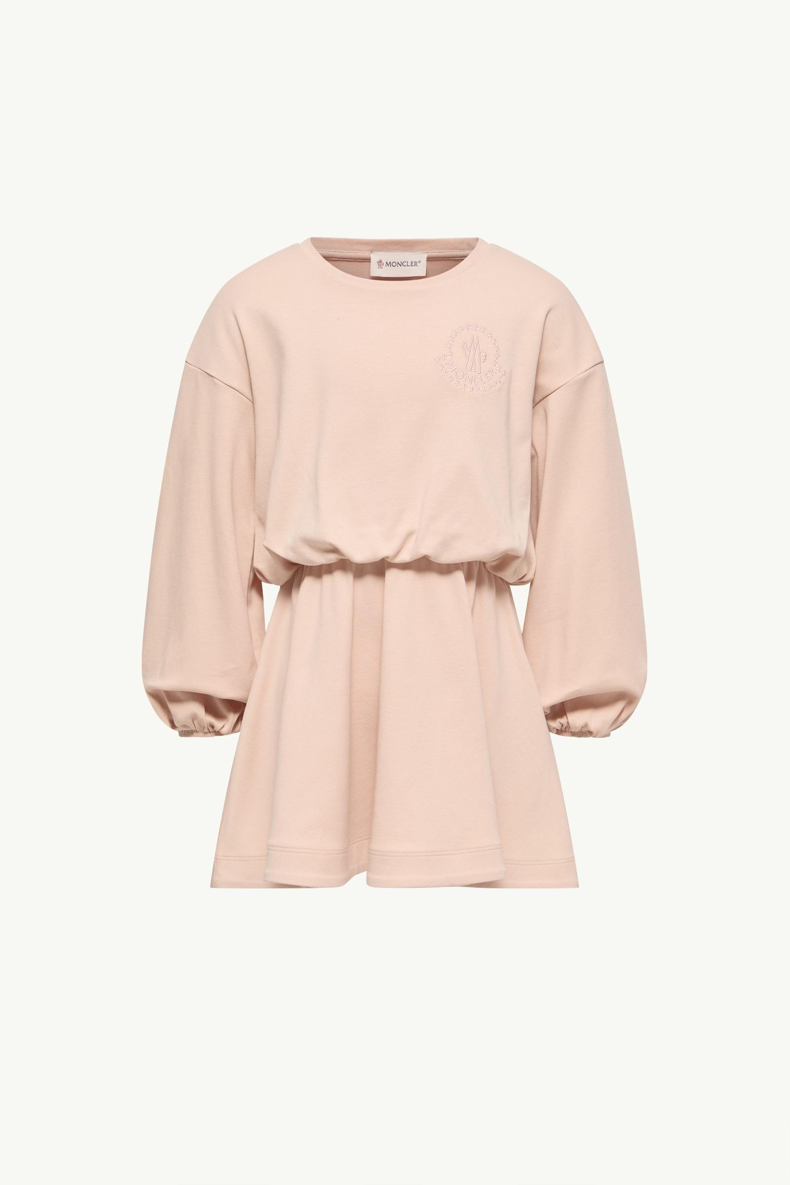 Vestido de algodón de manga larga con bordado de flores Niña Rosado claro Moncler, 1 of 0
