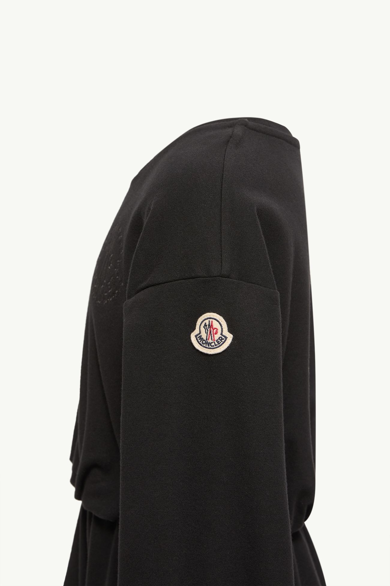 Embroidered Flowers Long Sleeve Cotton Dress Girl Black Moncler 1