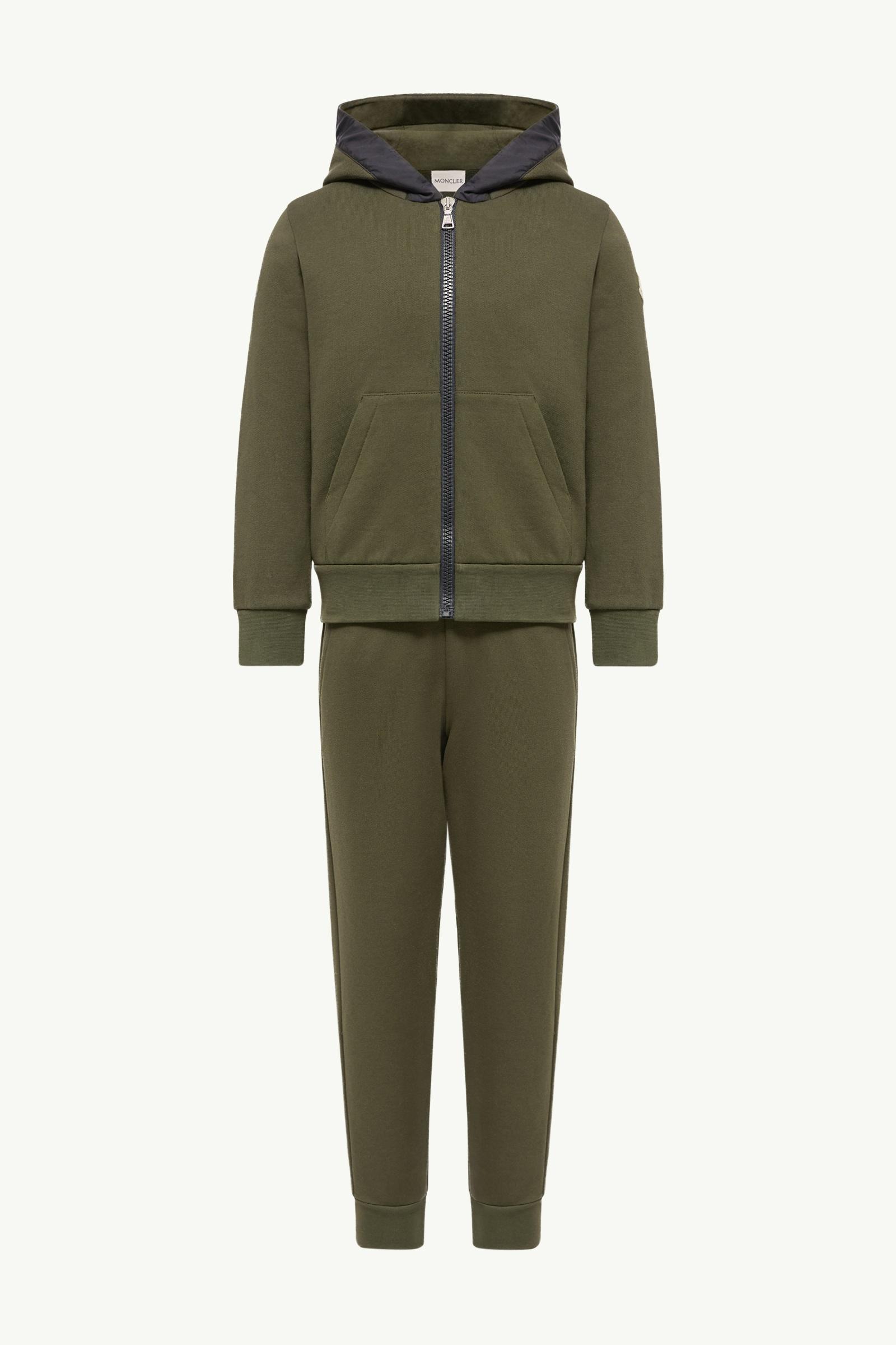 Cotton Fleece Logo Tracksuit Boy Olive Green Moncler, 1 of 0