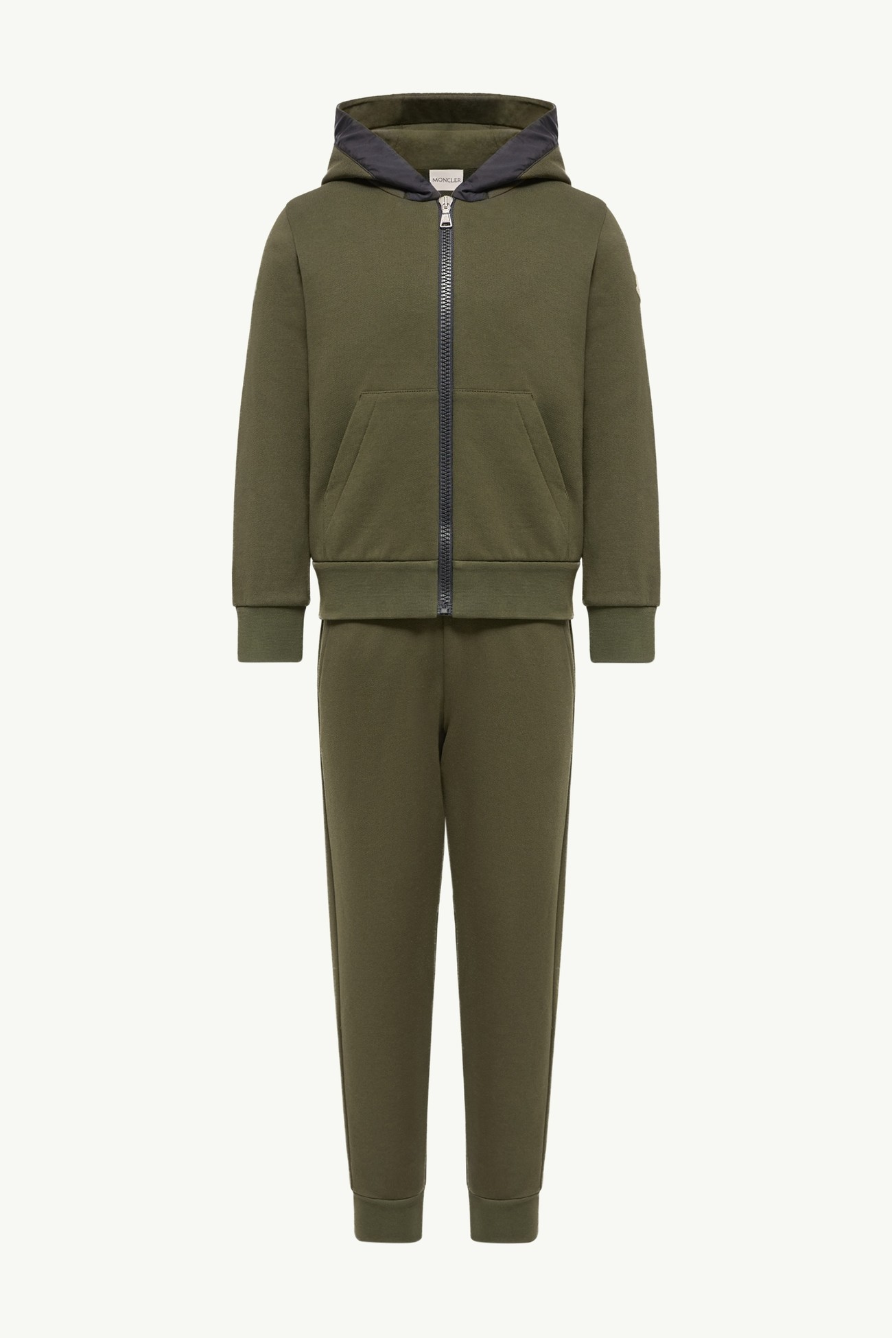 Chándal con logotipo de tejido suave de algodón Niño Verde Oliva Moncler 0