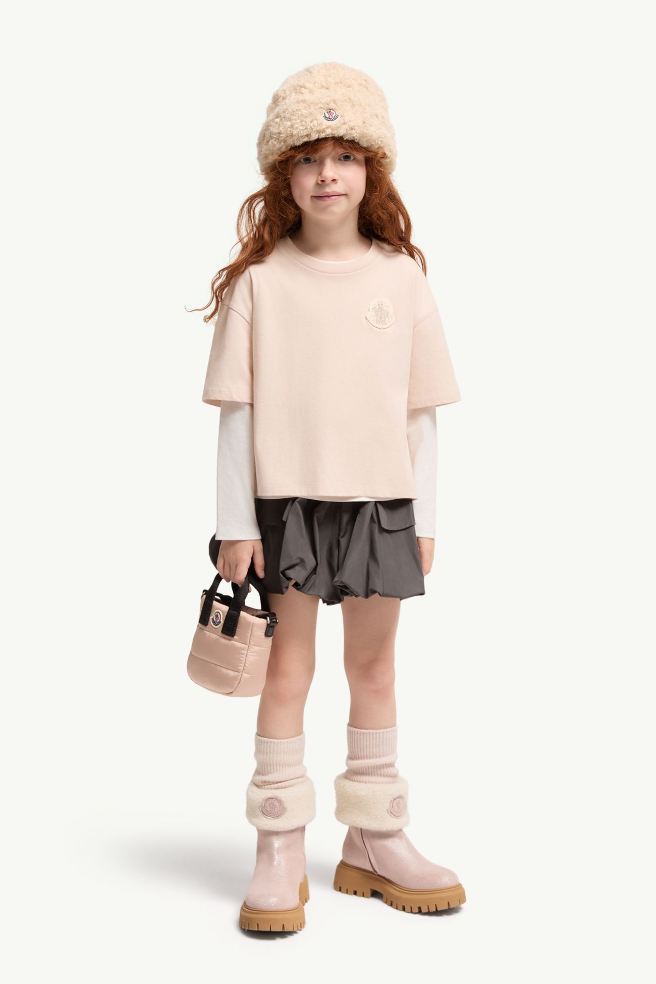 T-shirt en coton (lot de deux) Fille Blanc & Rose Moncler 1