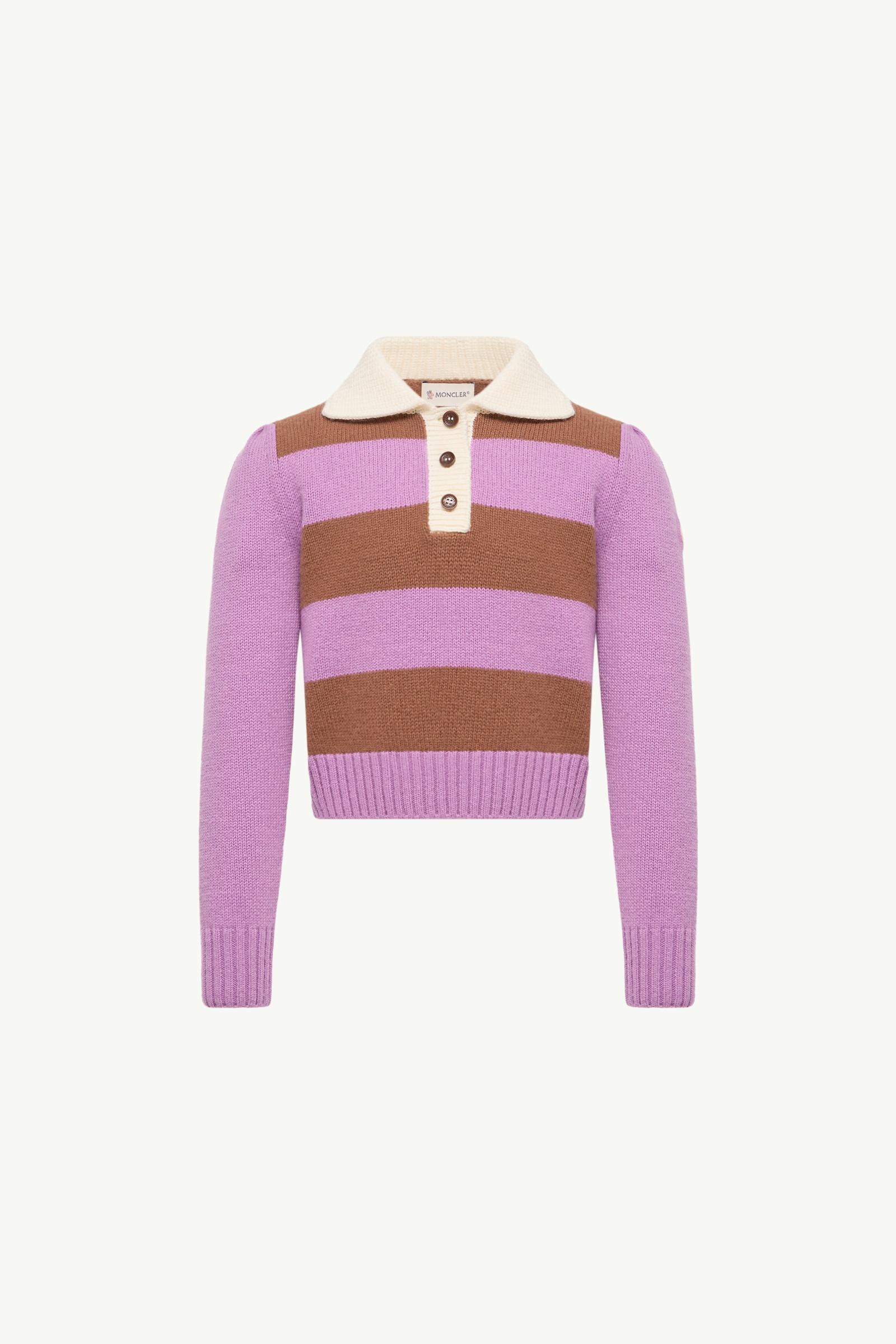 Wool & Cashmere Knit Polo Girl Mauve & Brown Moncler, 1 of 0