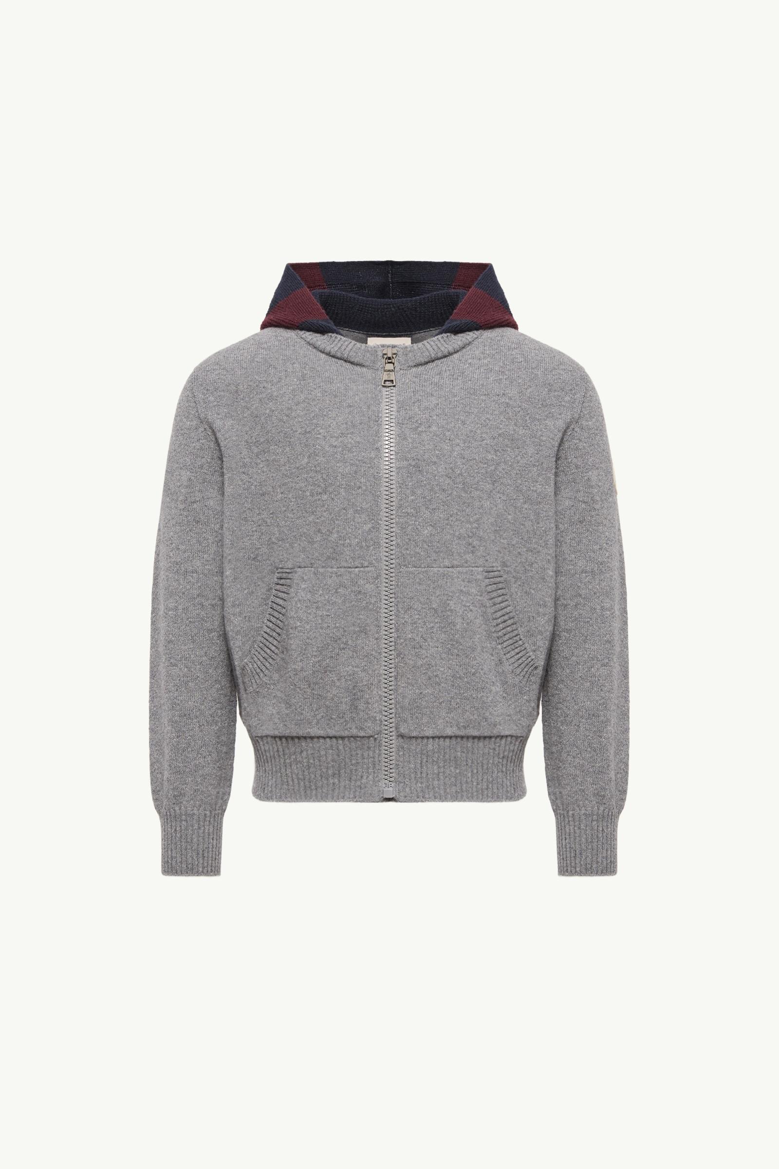 Wool & Cashmere Zip-Up Hooded Cardigan Boy Gray Moncler, 1 of 0