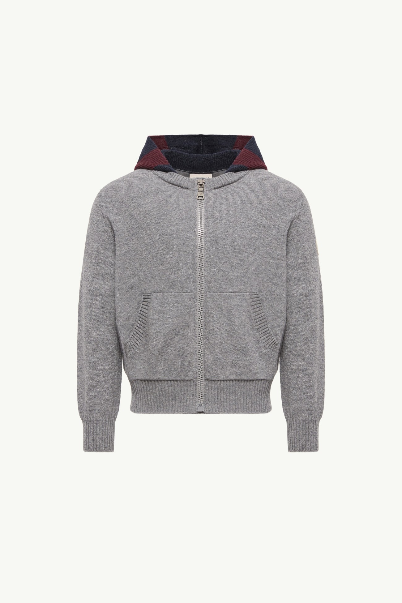 Wool & Cashmere Zip-Up Hooded Cardigan Boy Gray Moncler 0