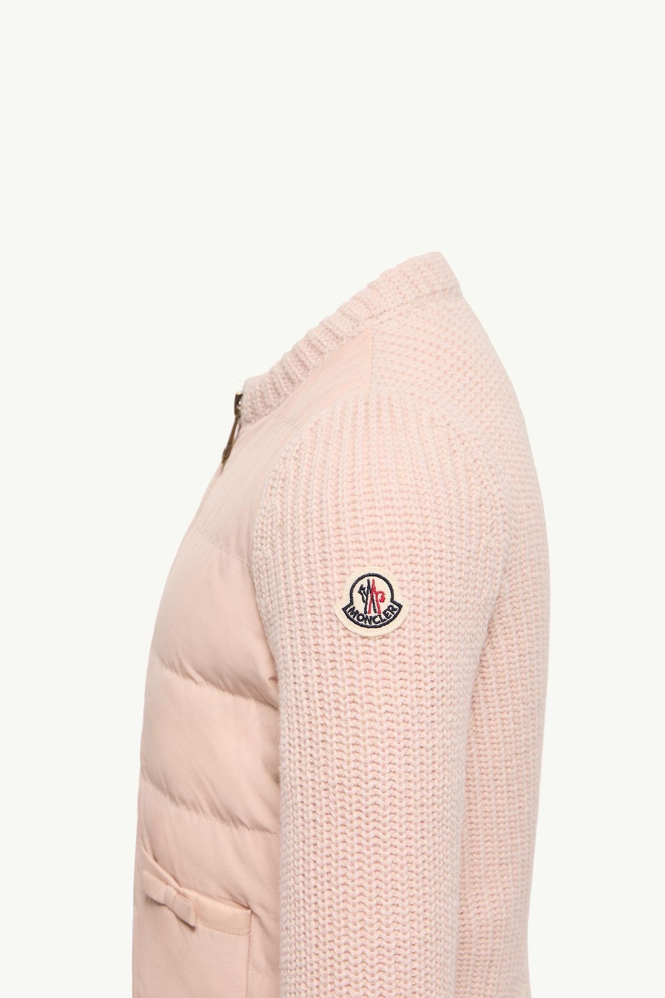 Padded Wool & Cashmere Zip-up Cardigan Girl Pink Moncler 1