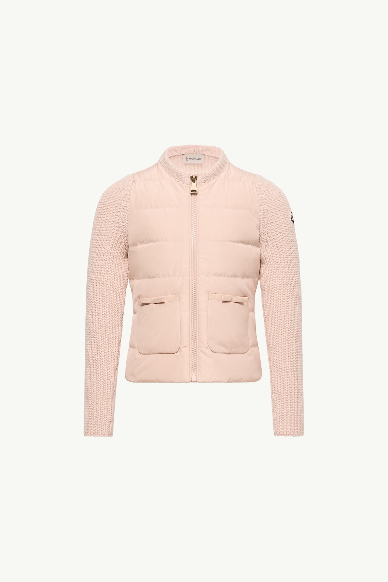 Padded Wool & Cashmere Zip-up Cardigan Girl Pink Moncler 0