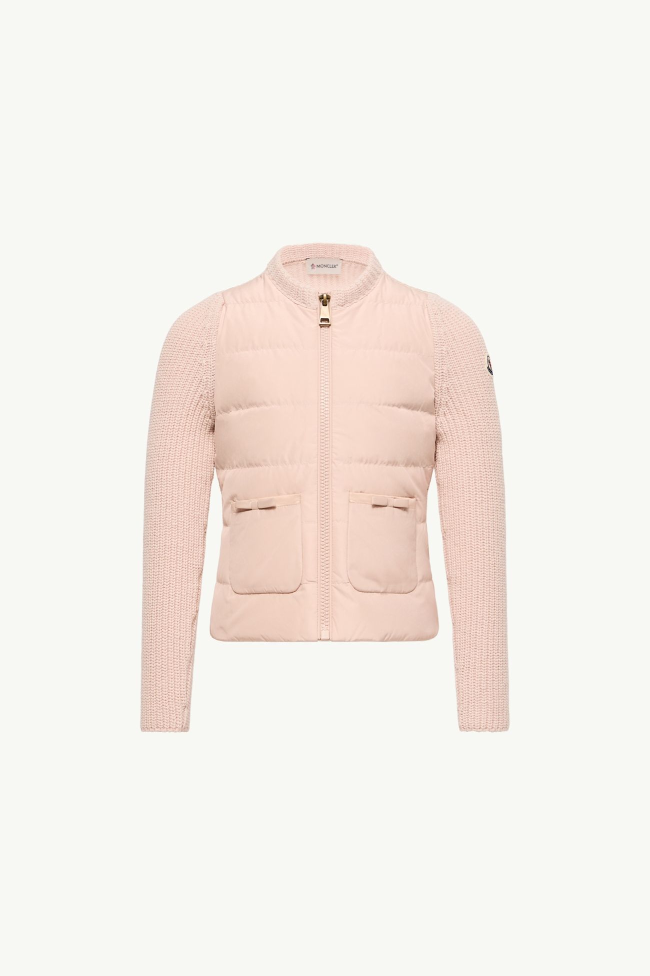夾層羊毛和羊絨拉鏈開襟毛衣 女童 粉紅色 Moncler 0