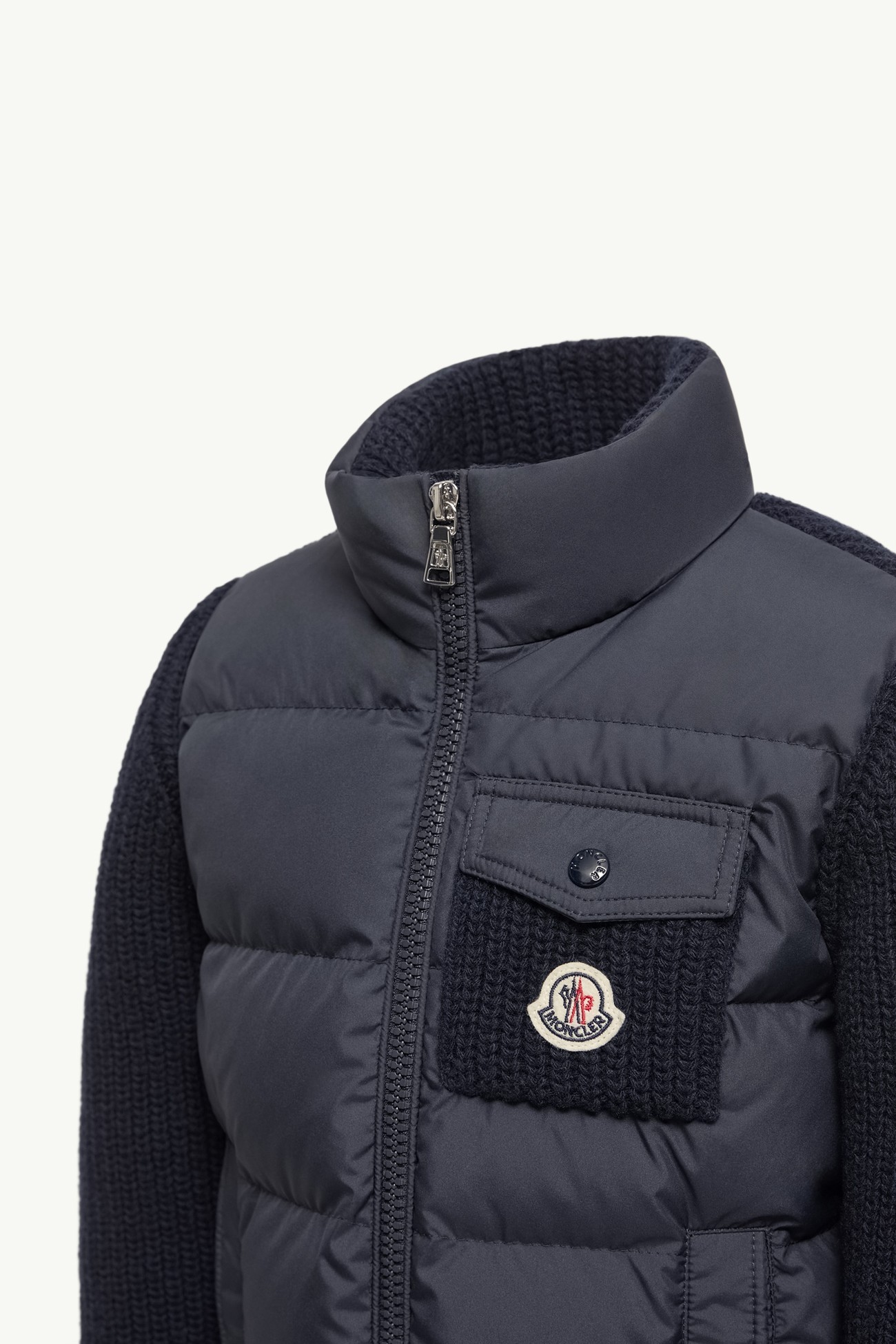 Cardigan imbottito in lana e cashmere con zip Bambino Blu Navy Moncler 2