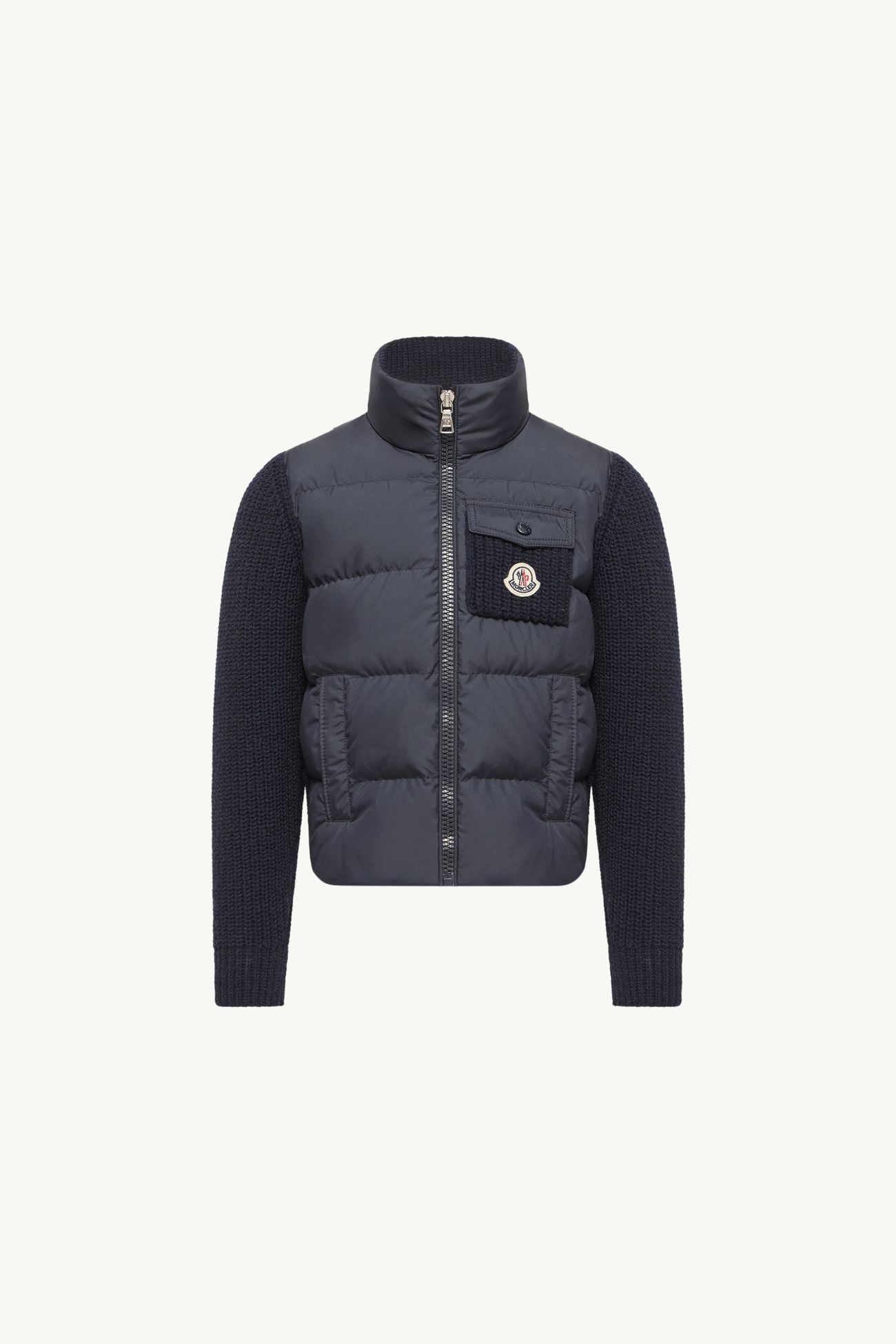 패딩 울 & 캐시미어 혼방 집업 카디건 키즈 남아 네이비 블루 Moncler 0
