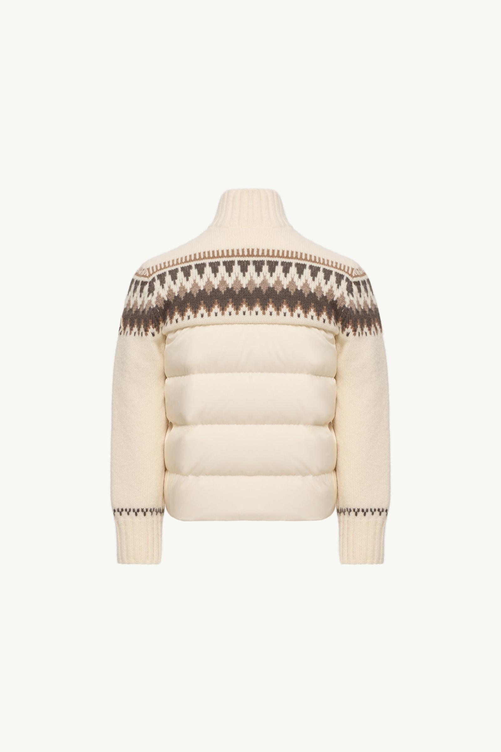 White Wool Zip-Up Down Cardigan - Sweatshirts & Knitwear for