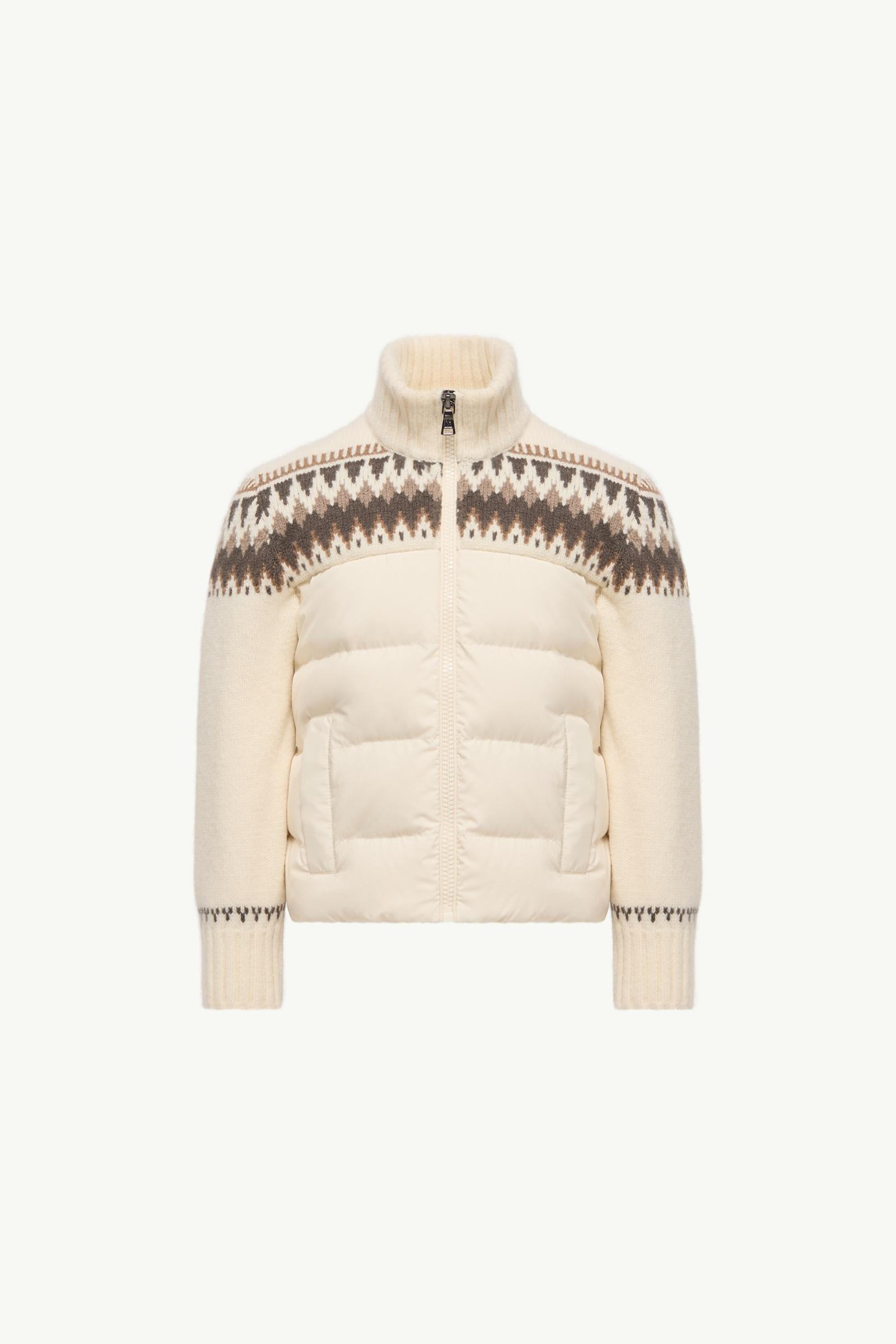 Wool Zip-Up Down Cardigan Boy White Moncler, 1 of 0