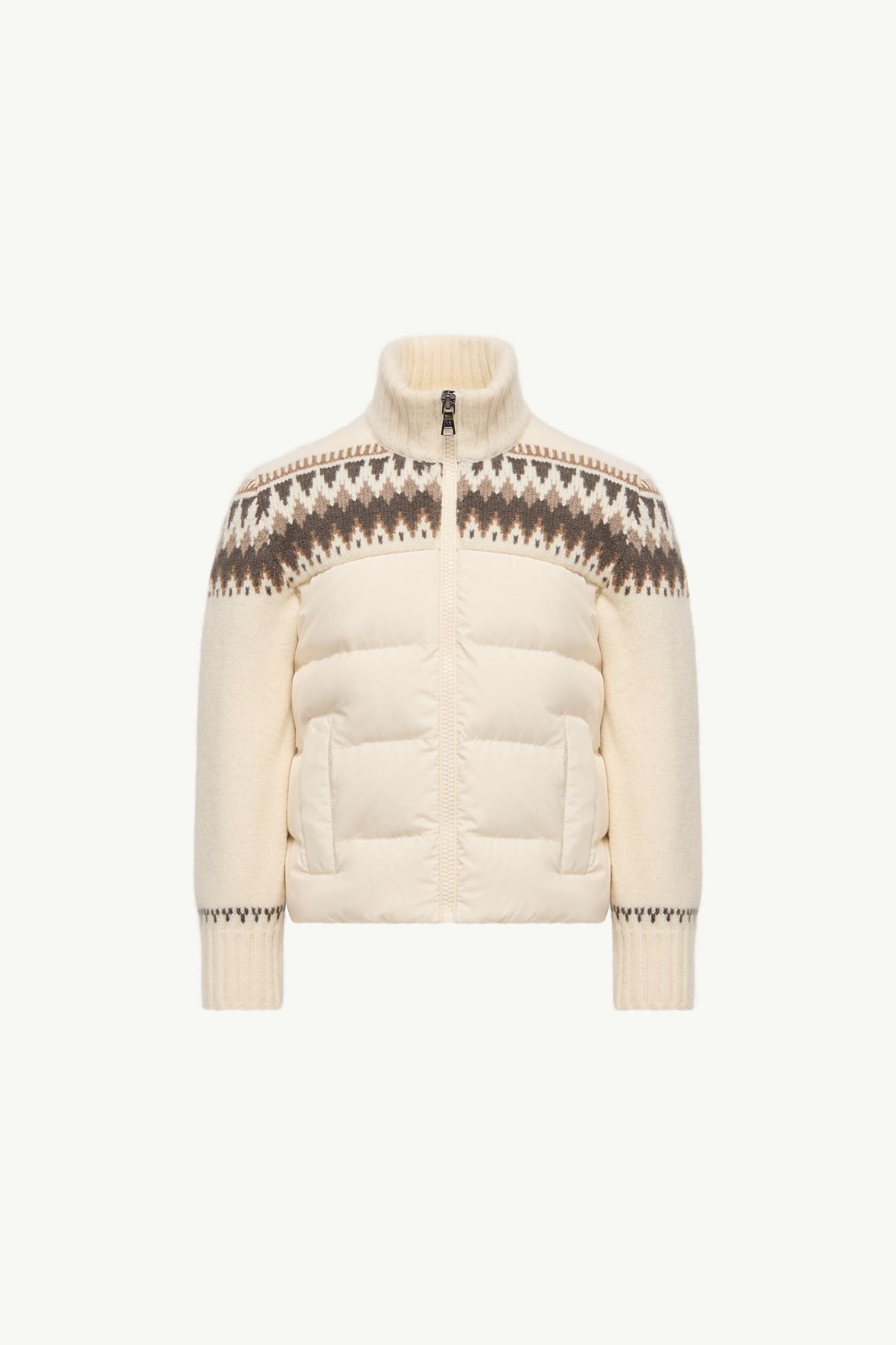 Cardigan Imbottito con Zip in Lana Bambino Bianco Moncler 0