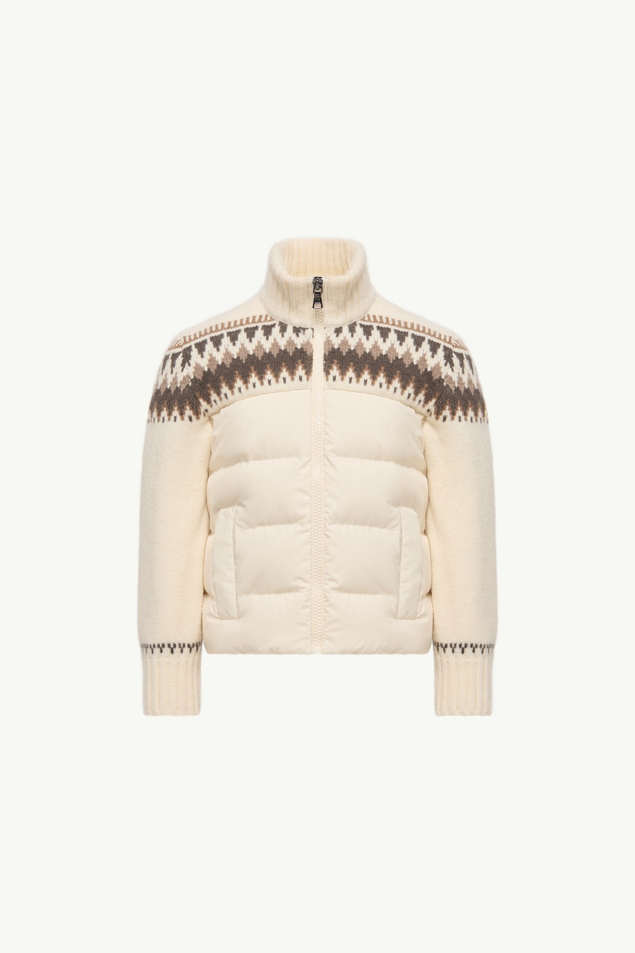 羊毛拉鏈羽絨開襟毛衣 男童 白色 Moncler 0