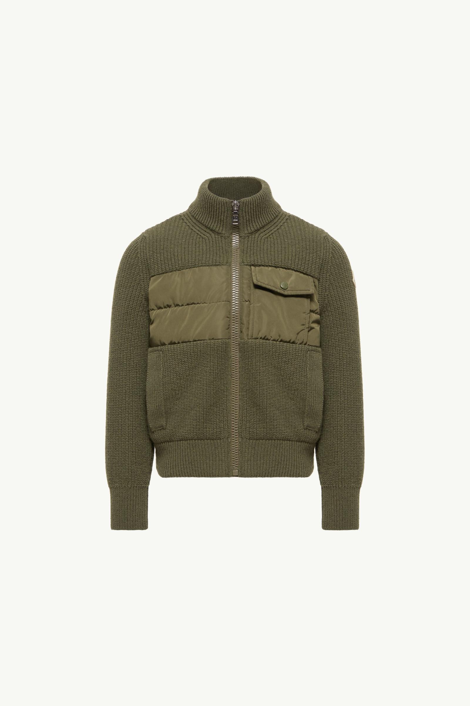Wool & Cashmere Blend Zip-Up Cardigan Boy Olive Green Moncler, 1 of 0
