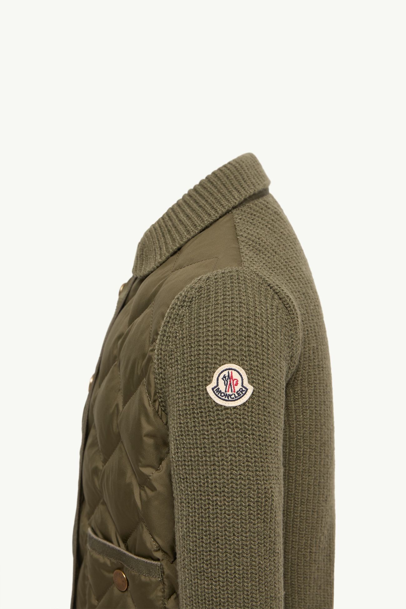 羊毛及羊絨混紡夾層開襟毛衣 女童 橄欖綠色 Moncler 2
