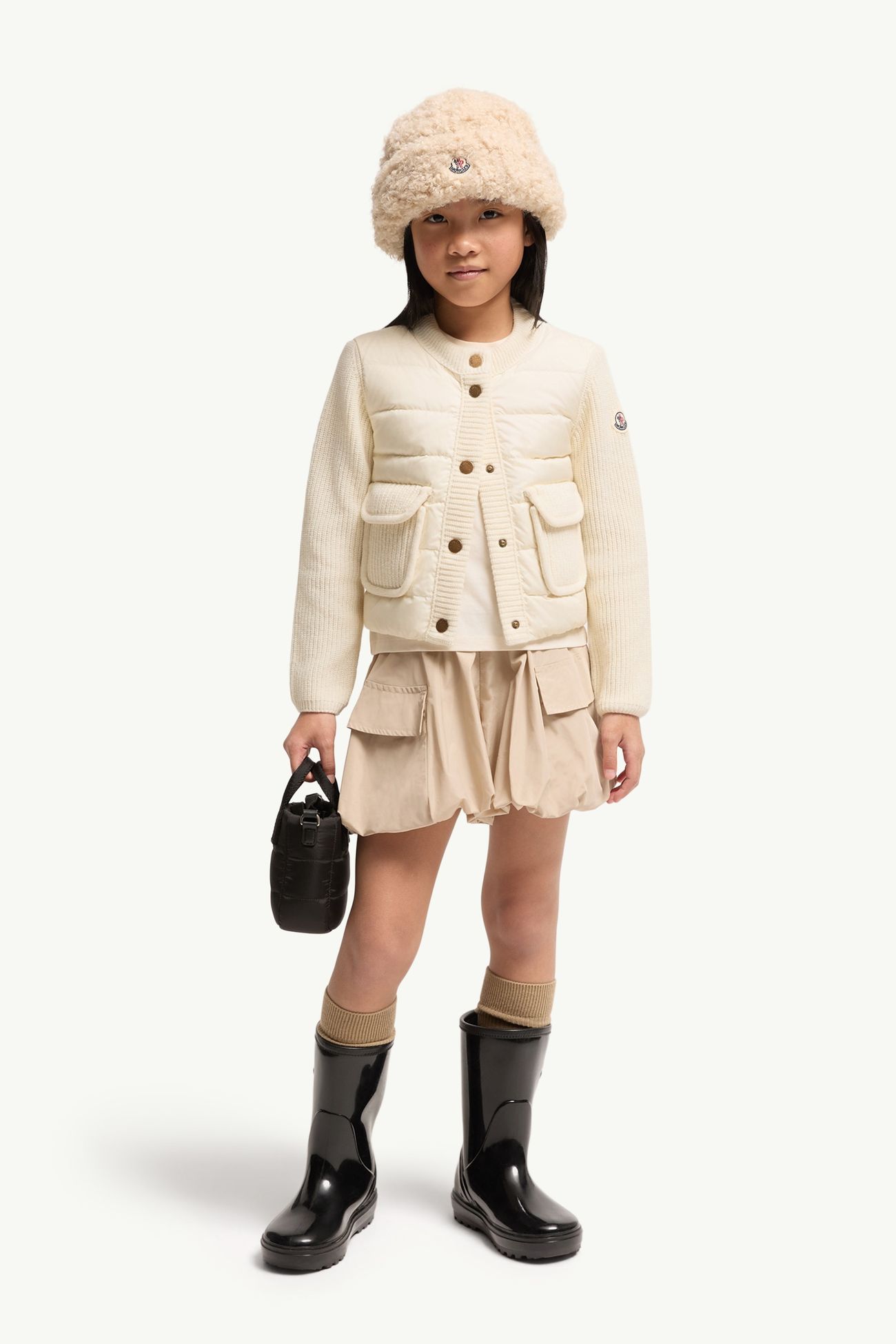 女童羊毛和山羊绒加衬开衫 女童 象牙白 Moncler 1