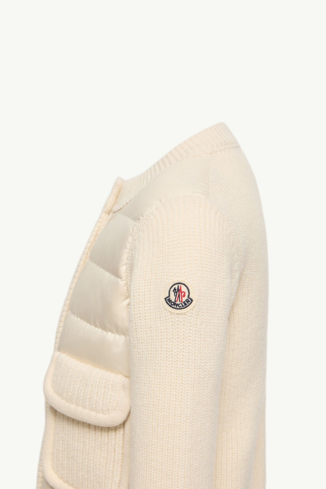 羊毛及羊絨夾層開襟毛衣 女童 象牙白色 Moncler 2