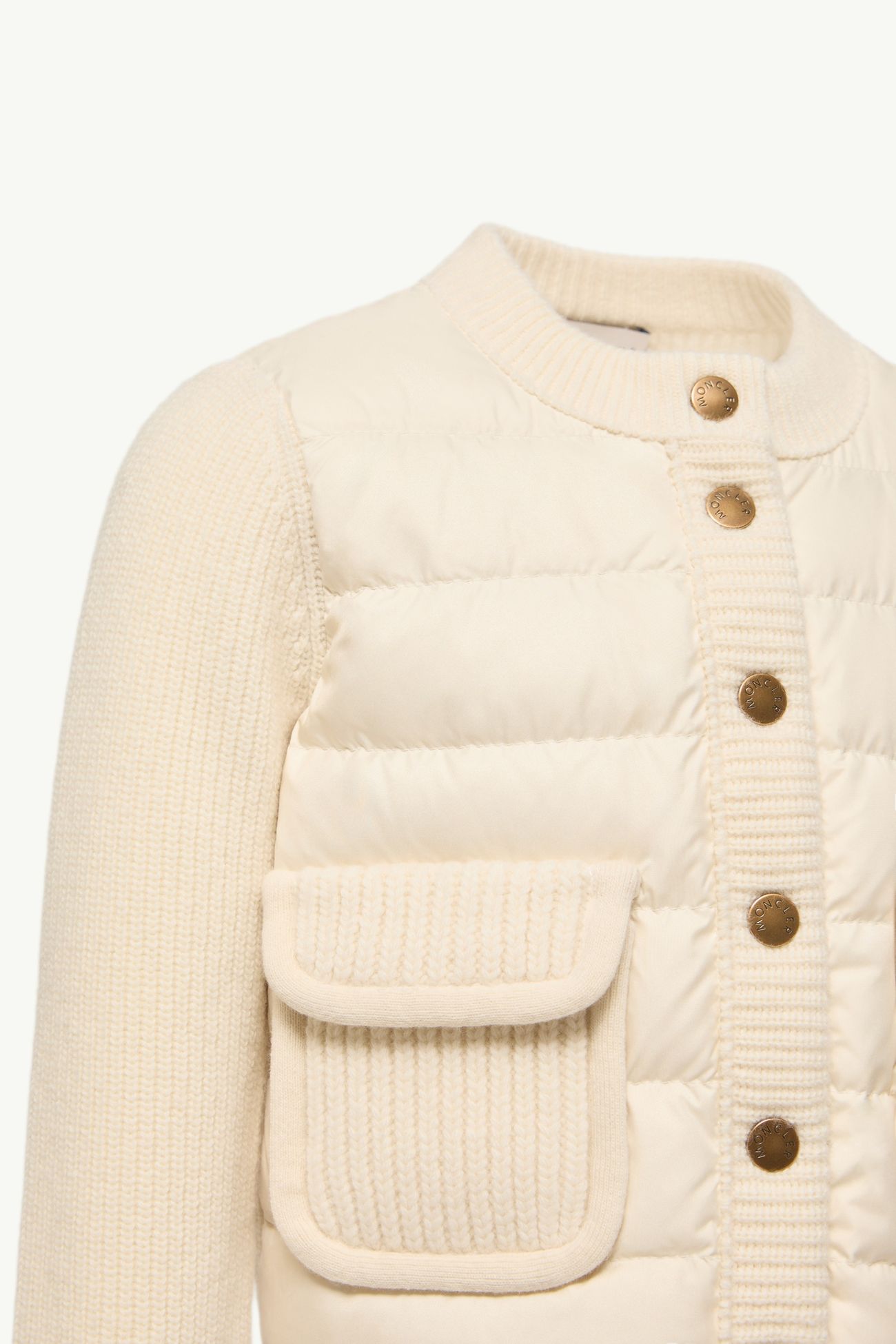 Wool & Cashmere Padded Cardigan Girl White Ivory Moncler 4