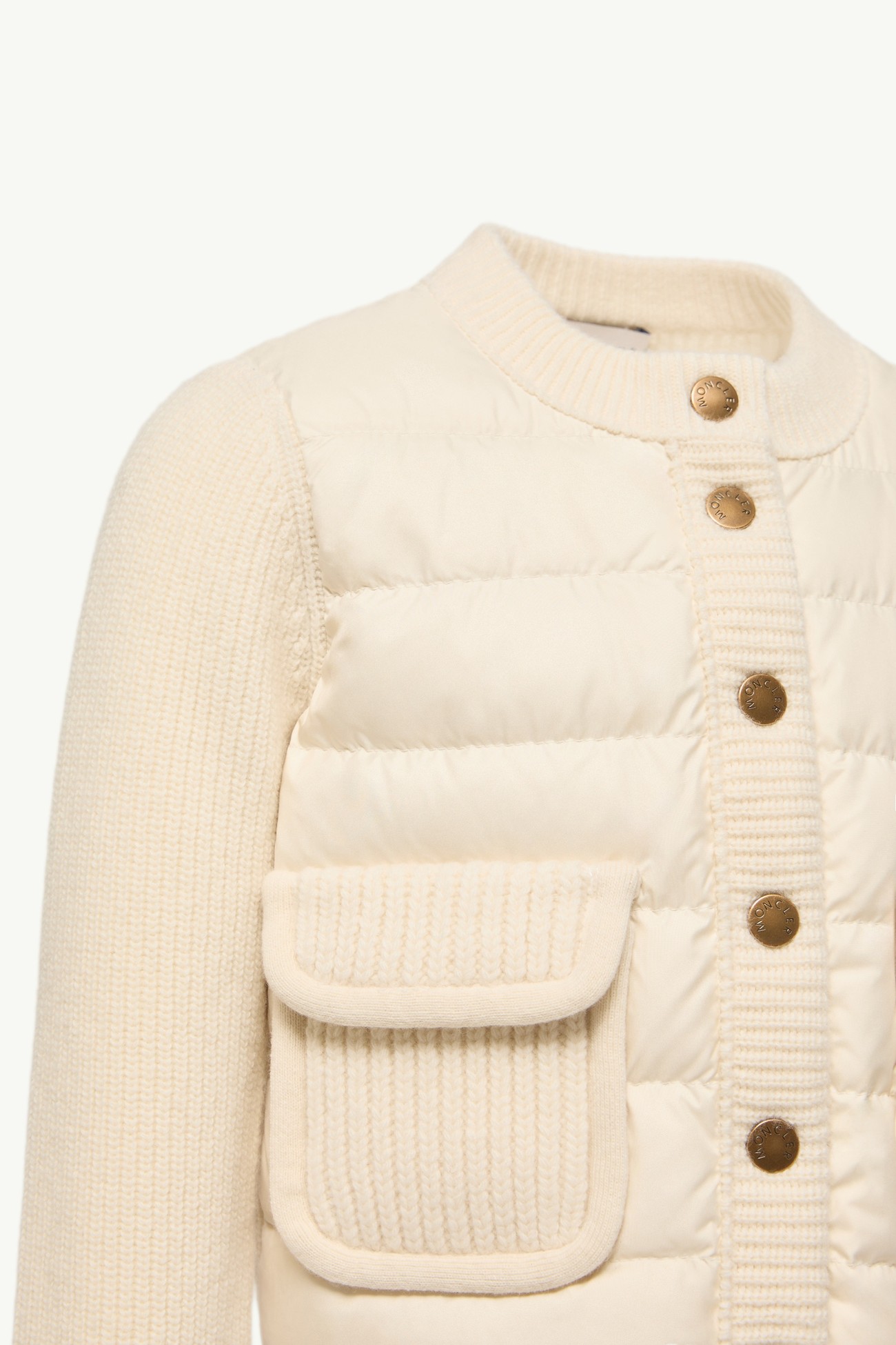 Wool & Cashmere Padded Cardigan Girl White Ivory Moncler 4