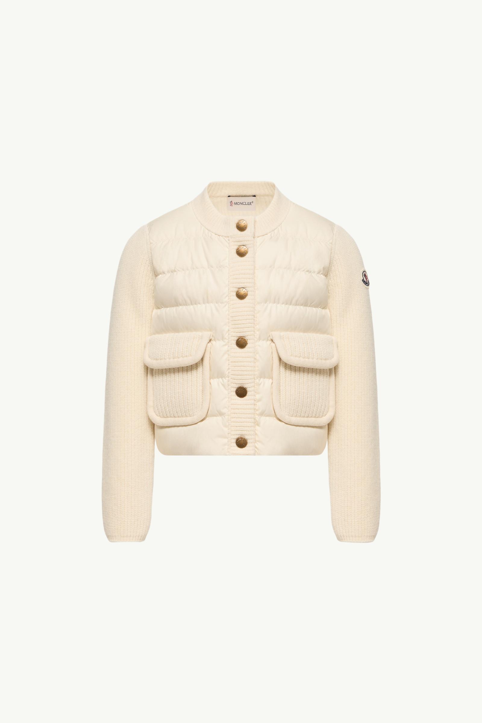 羊毛及羊絨夾層開襟毛衣 女童 象牙白色 Moncler, 1 of 0