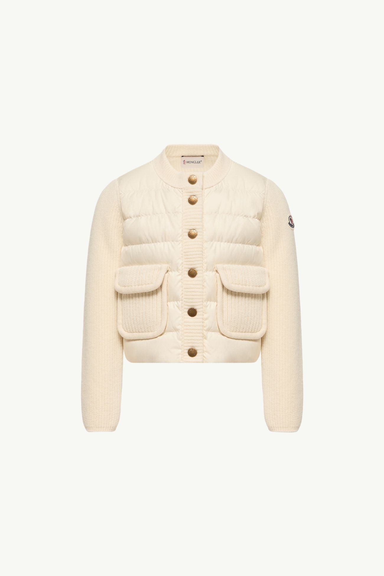 Cárdigan acolchado de lana y cachemira Niña Blanco Marfil Moncler 0