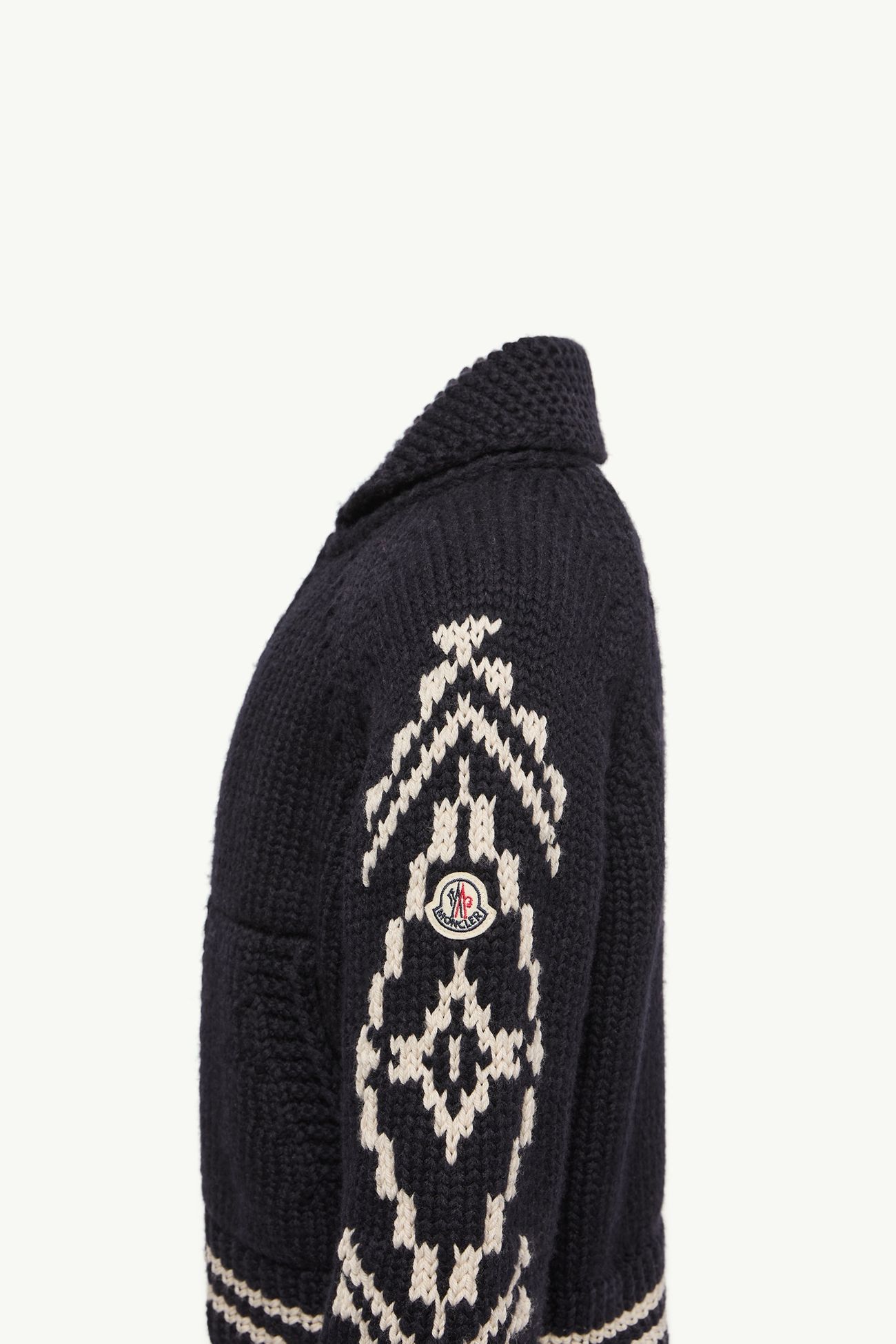 지오메트릭 자카드 울 혼방 집업 카디건 키즈 남아 다크 블루 Moncler 2