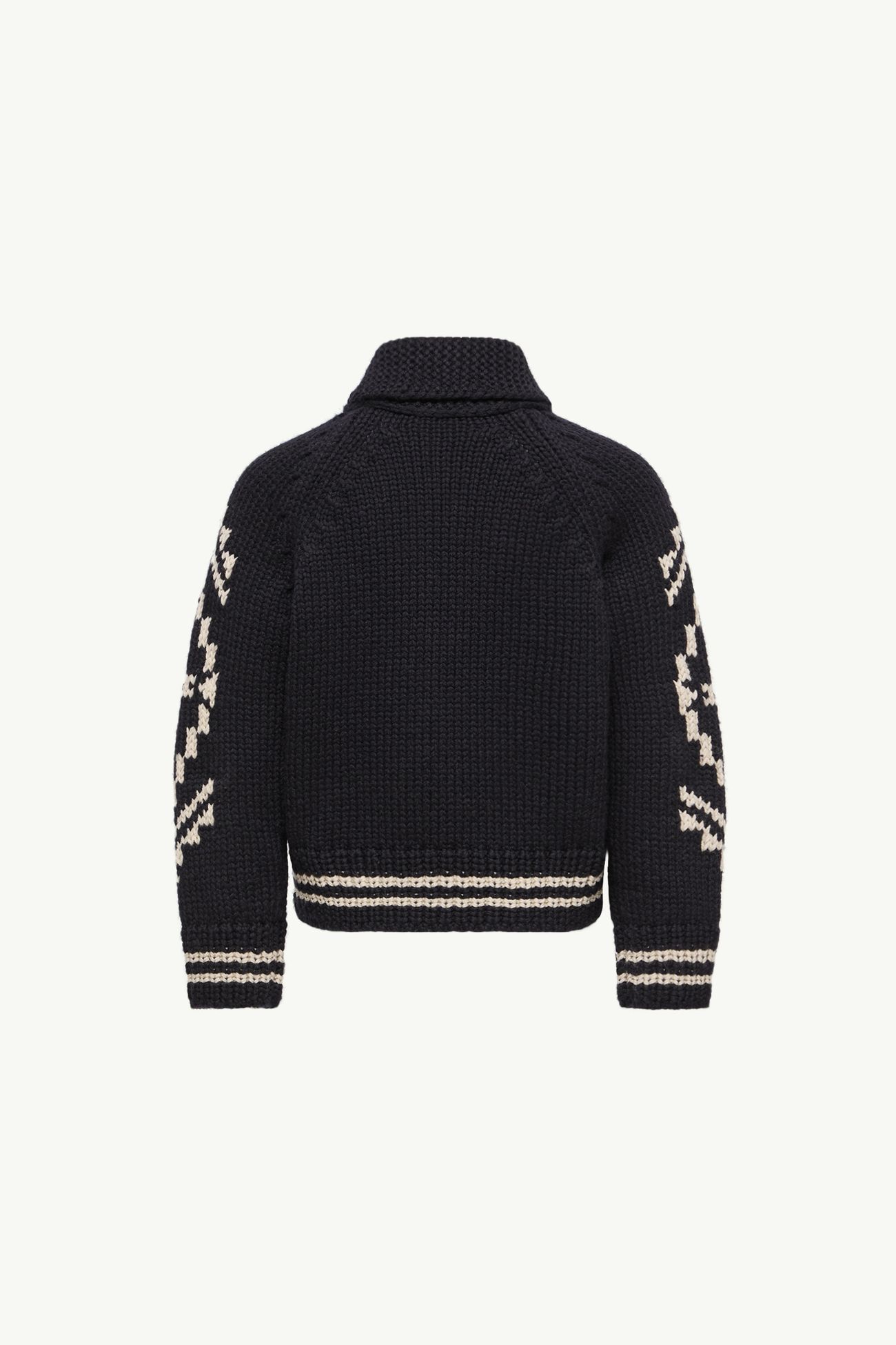 지오메트릭 자카드 울 혼방 집업 카디건 키즈 남아 다크 블루 Moncler 3
