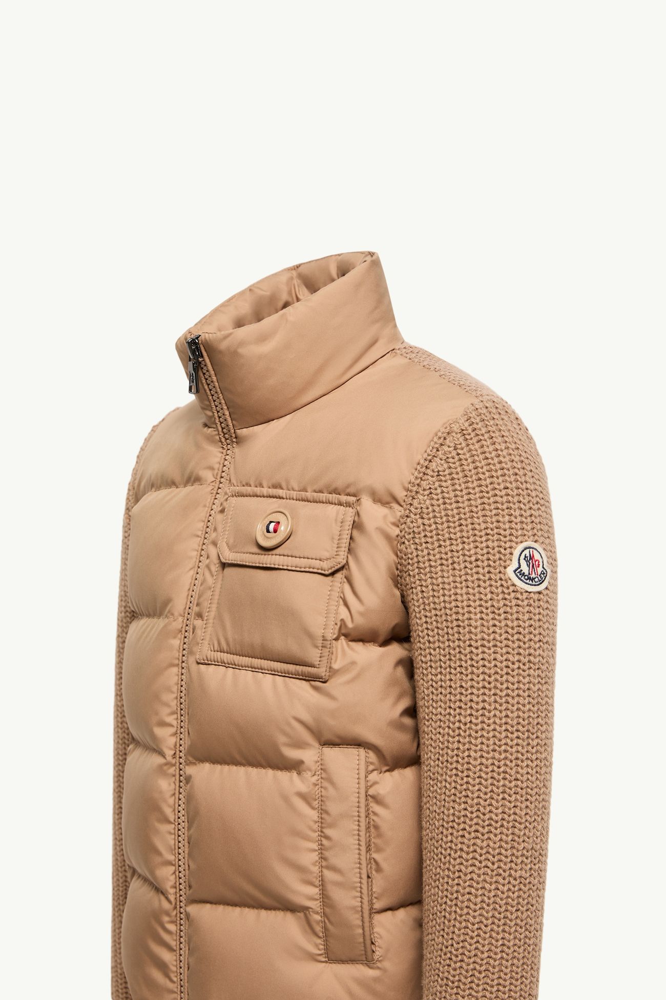 Wool & Cashmere Padded Zip-Up Cardigan Boy Beige Moncler 2