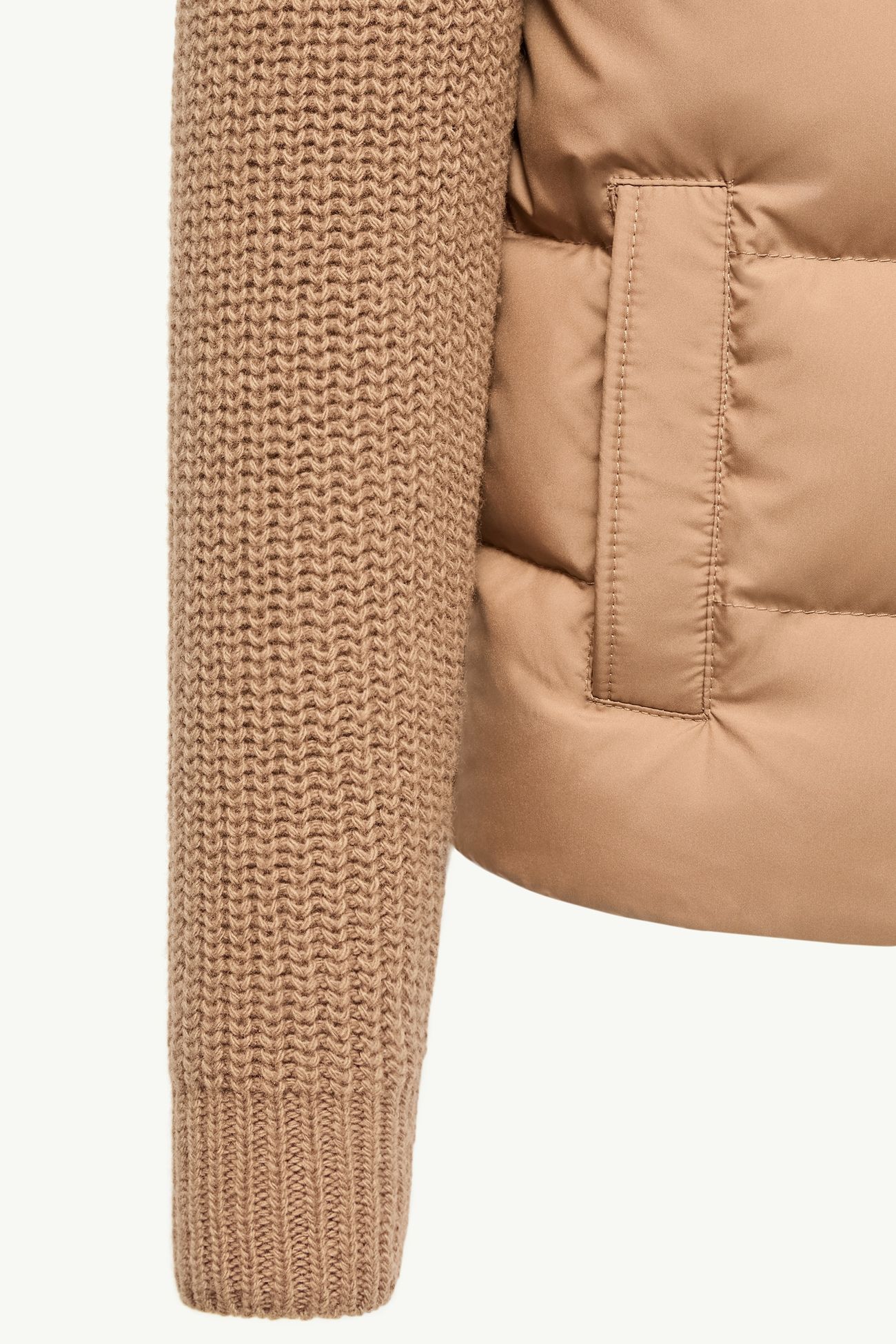 羊毛和羊絨夾層拉鏈開襟毛衣 男童 米色 Moncler 4