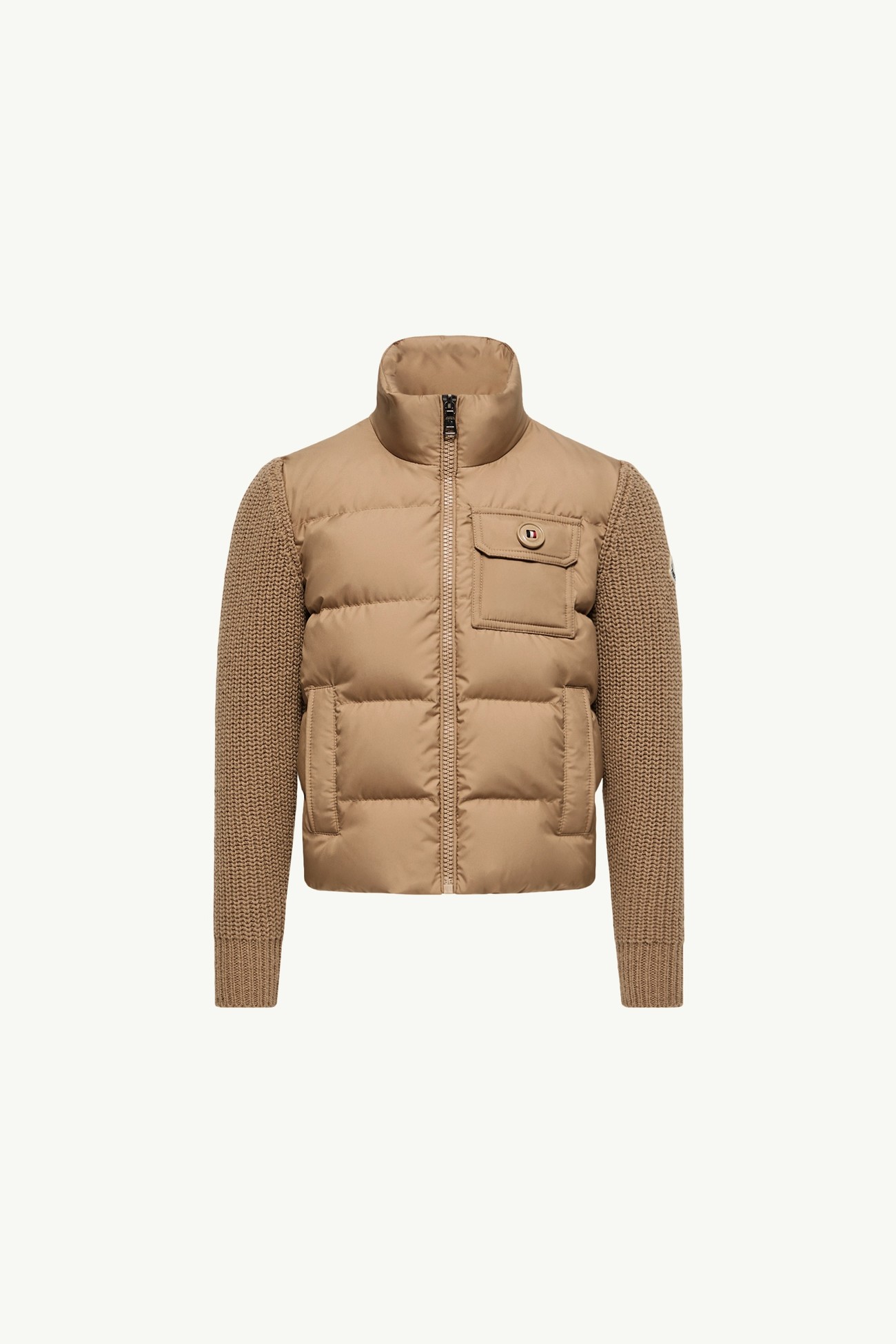 Wool & Cashmere Padded Zip-Up Cardigan Boy Beige Moncler 0