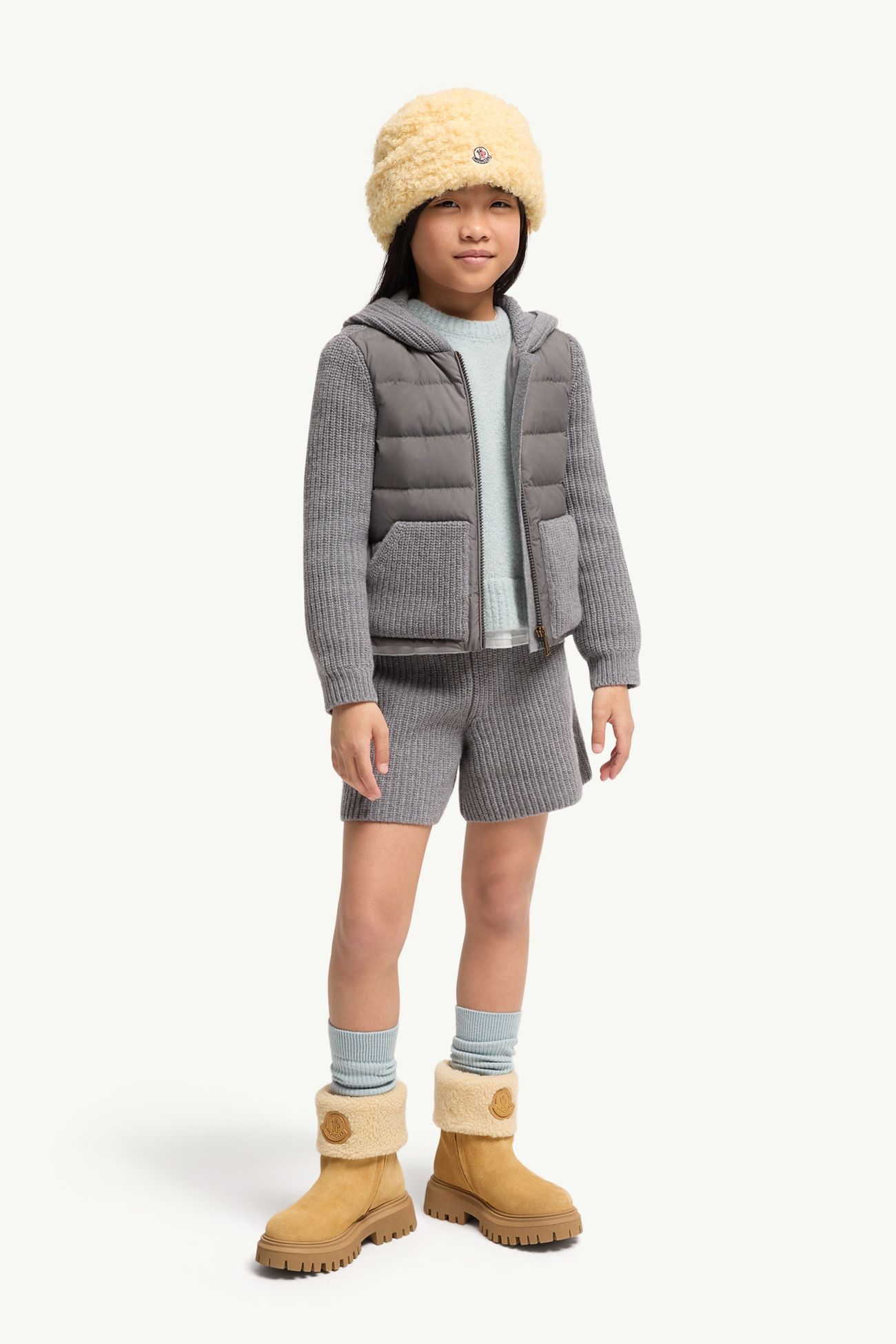 女童羊毛和山羊绒加衬开衫 女童 灰色 Moncler 1