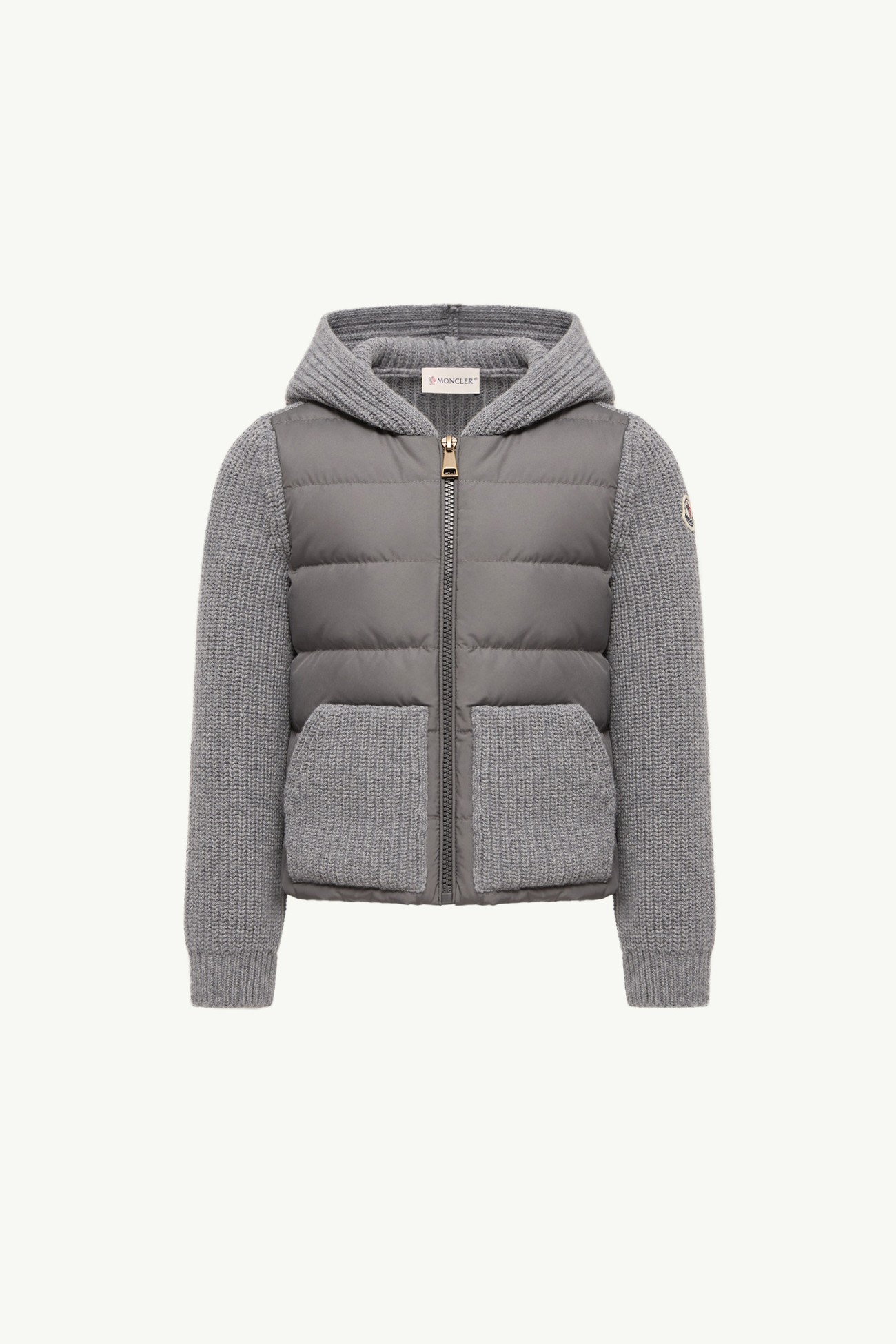 Cardigan matelassé en laine et cachemire Fille Gris Moncler 0
