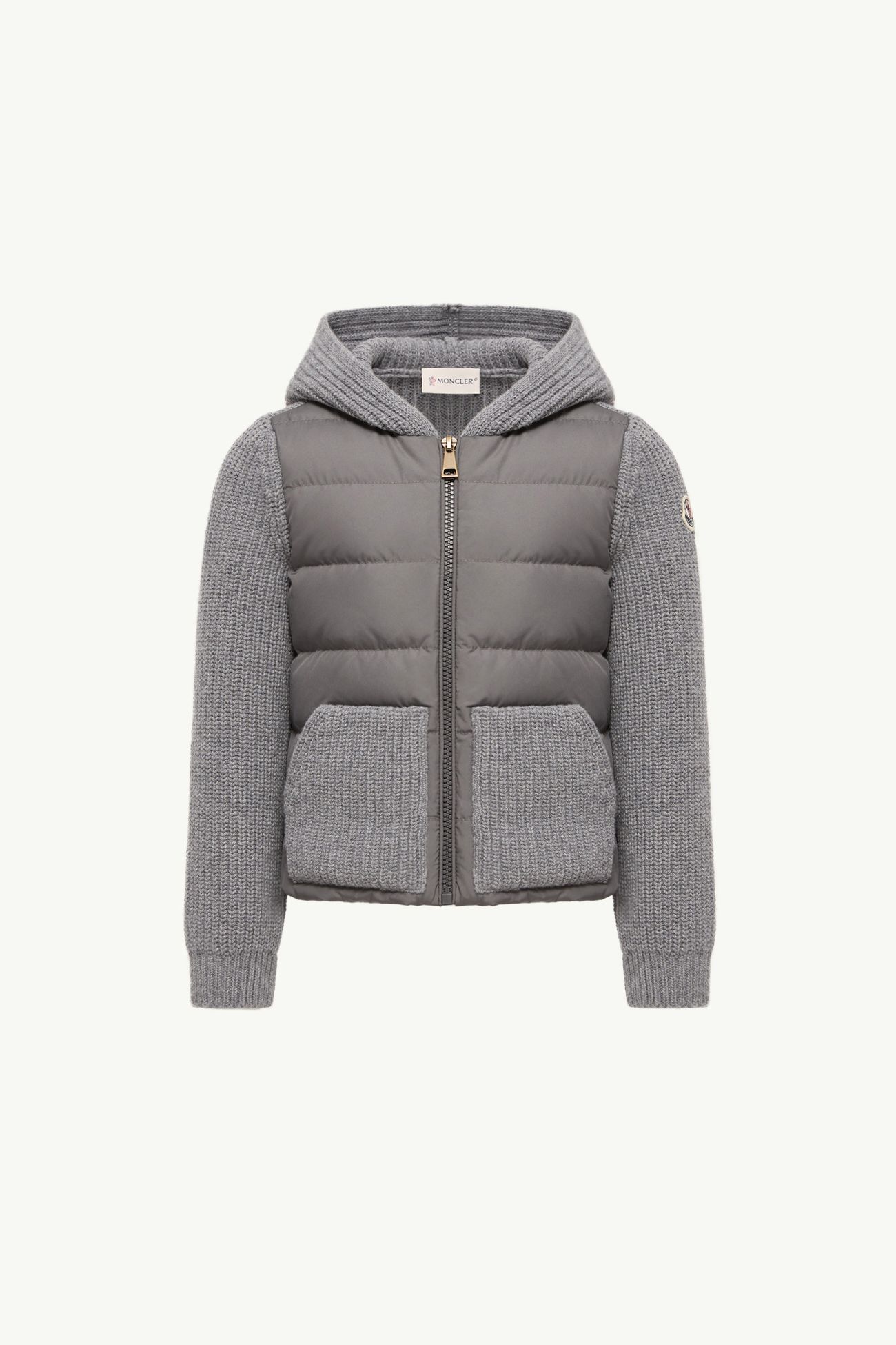 Wattierte Strickjacke aus Wolle und Kaschmir Mädchen Grau Moncler 0