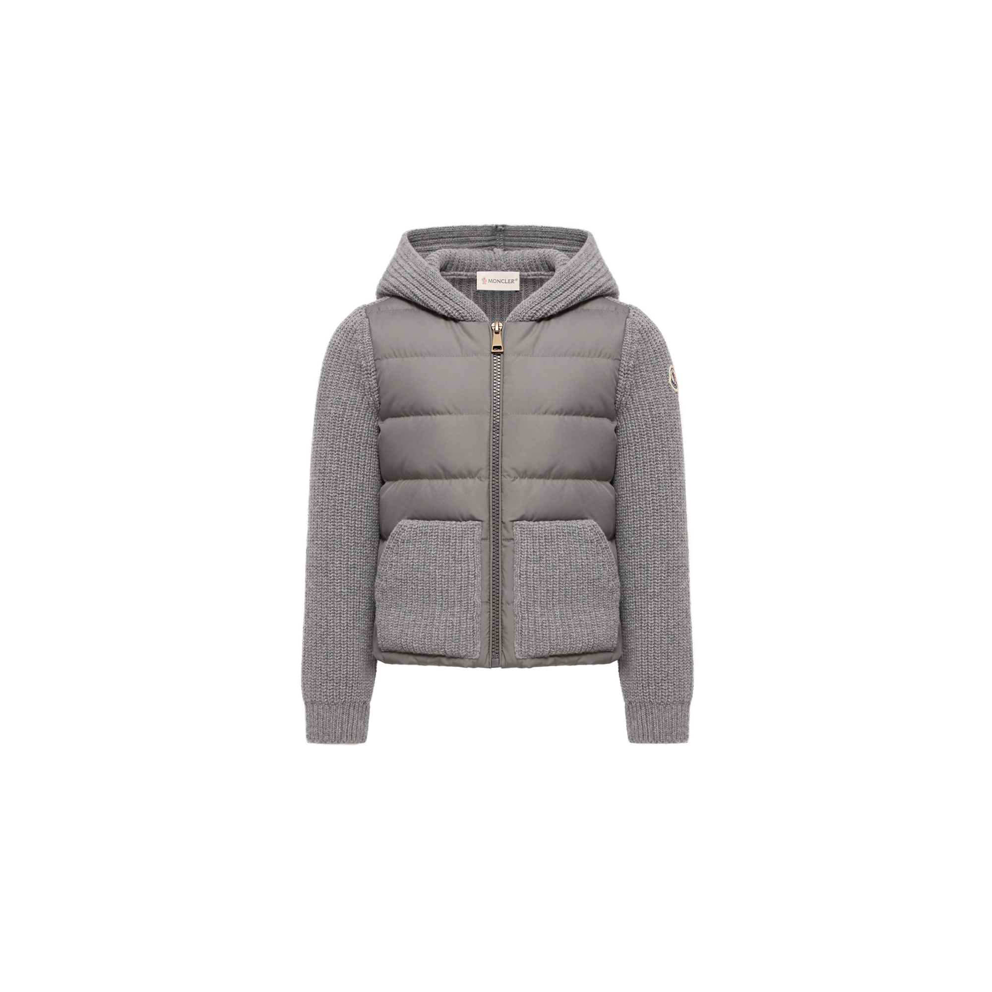 Moncler  Wool & Cashmere Padded Cardigan for Girls in Gray, Size: 4Y