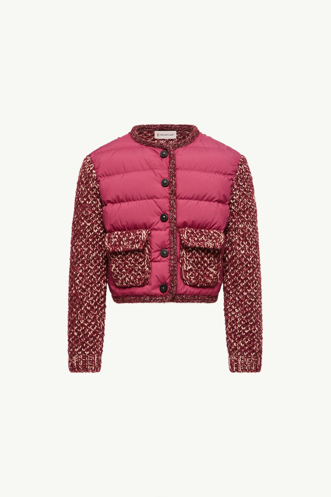 Cardigan en laine mélangée matelassée Fille Rose Framboise Moncler 0