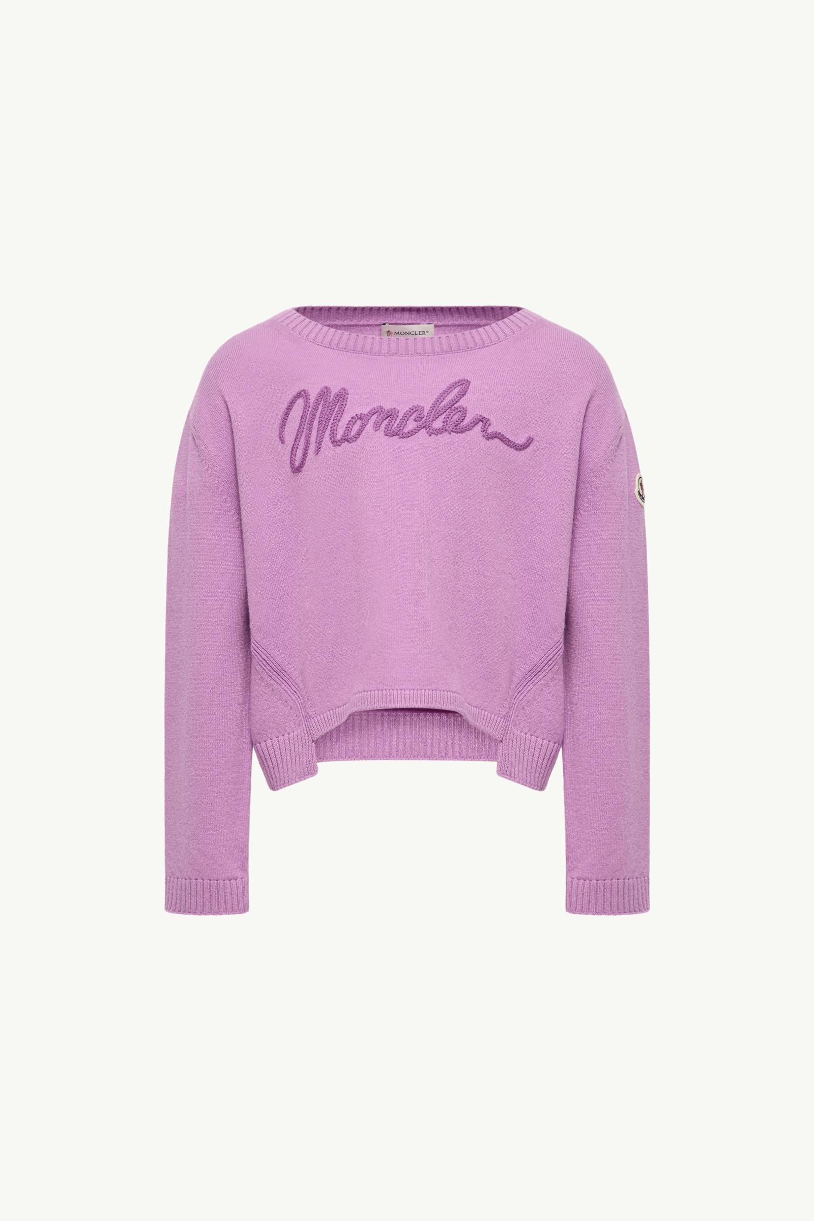 羊毛羊絨標誌裝飾毛衣 女童 紫紅色 Moncler, 1 of 0
