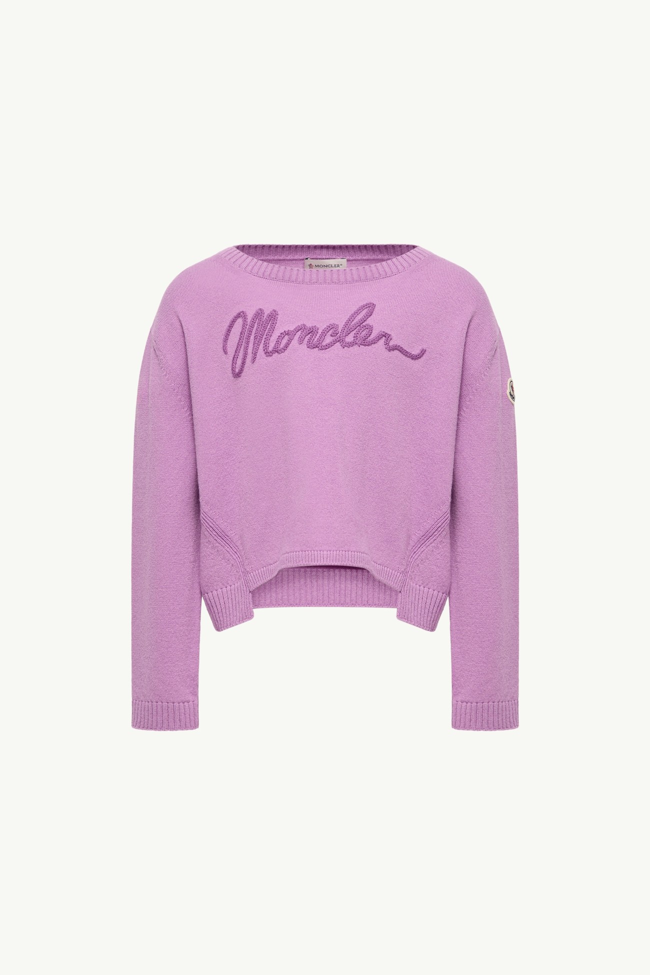 Jersey de lana y cachemira con logotipo Niña Rosado Malva Moncler 0