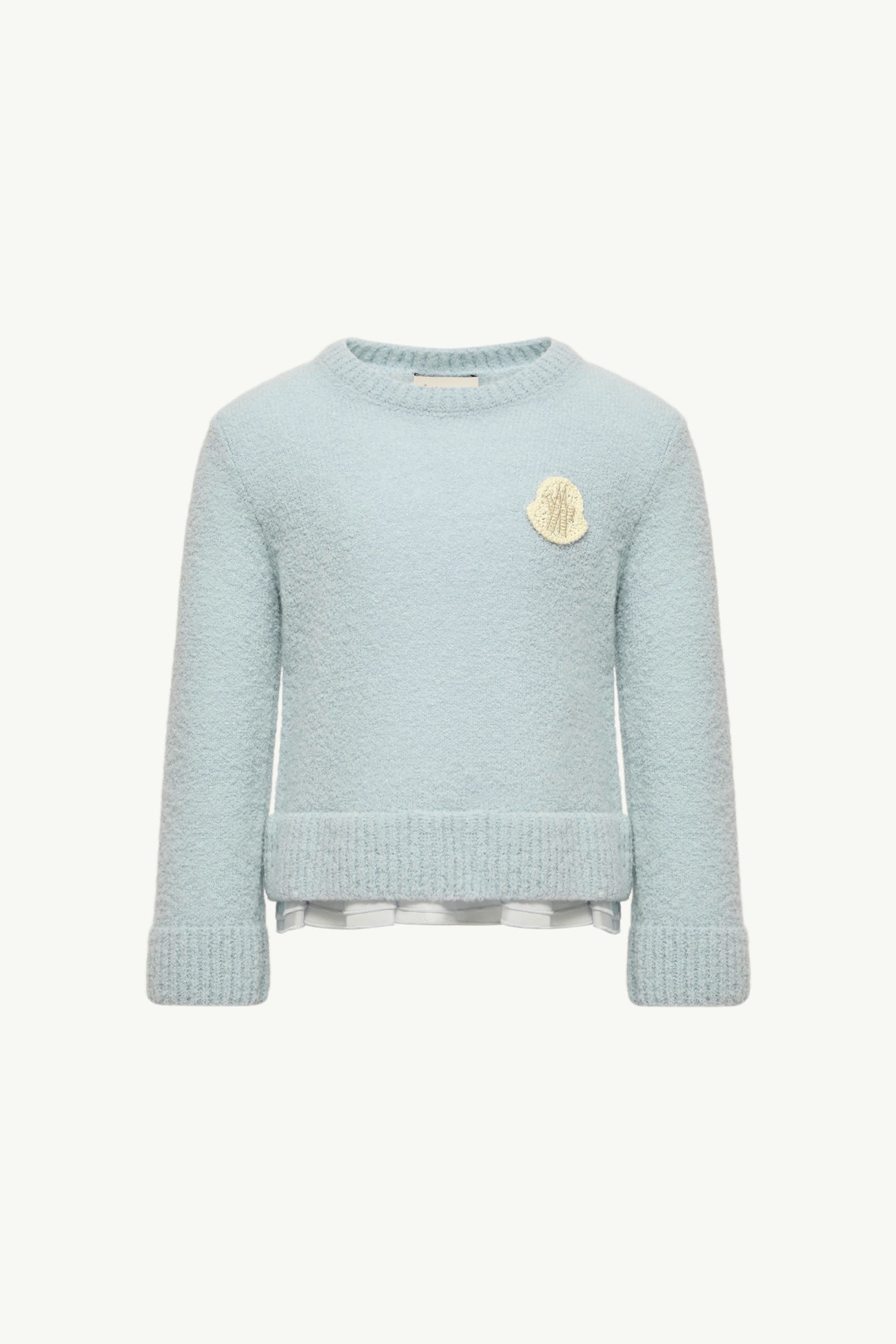 Embroidered Wool Blend Jumper Girl Pastel Blue Moncler 0