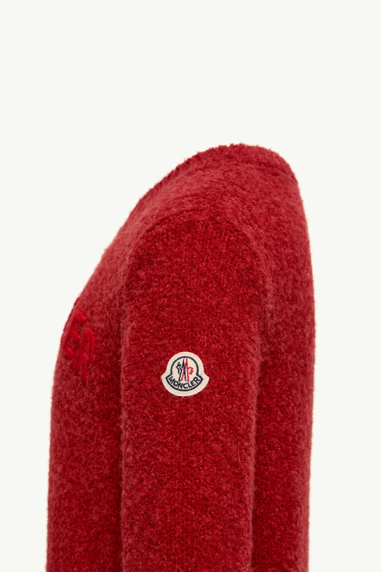 Jersey de mezcla de lana bouclé con logotipo Niño Rojo Oscuro Moncler 2