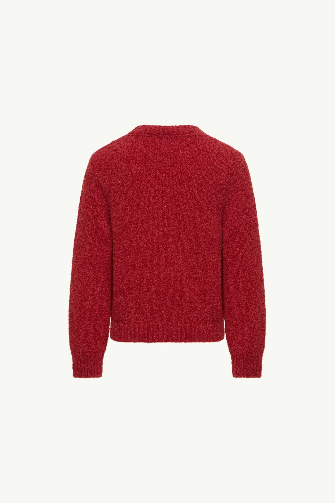 로고 부클레 울 혼방 스웨터 키즈 남아 다크 레드 Moncler 3