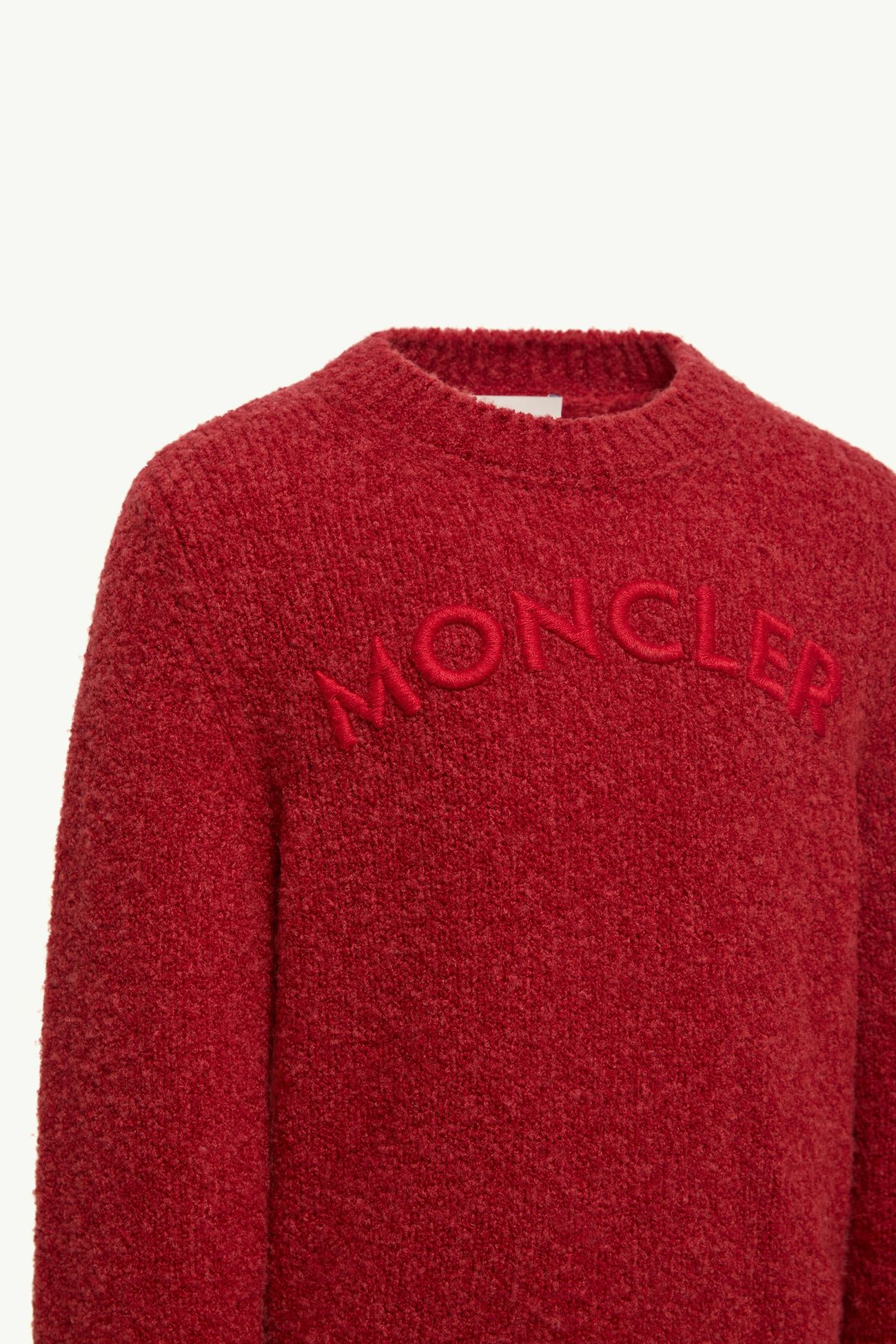Logo Bouclé Wool Blend Jumper Boy Dark Red Moncler 4