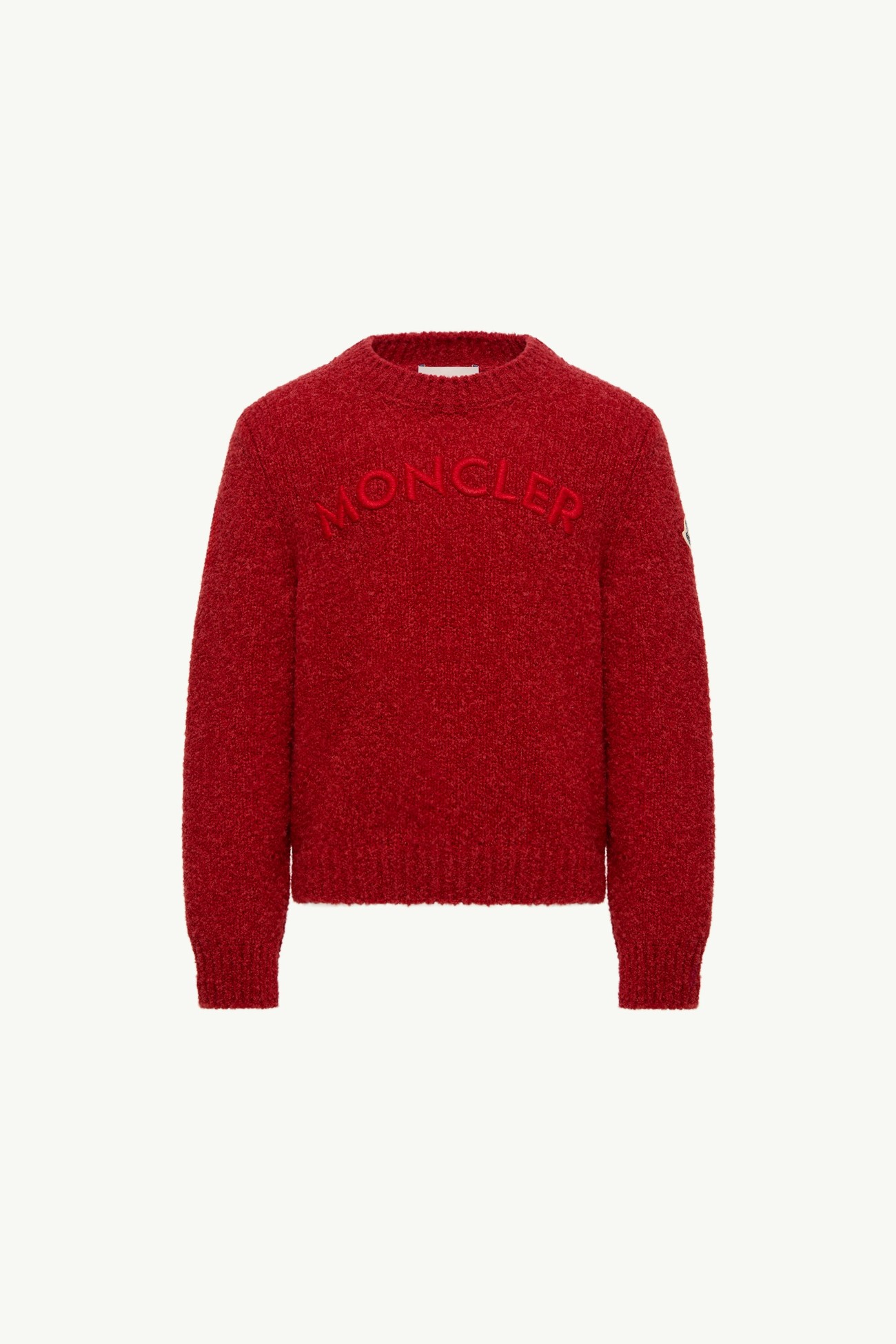 標誌裝飾羊毛混紡毛圈布毛衣 男童 深紅色 Moncler 0