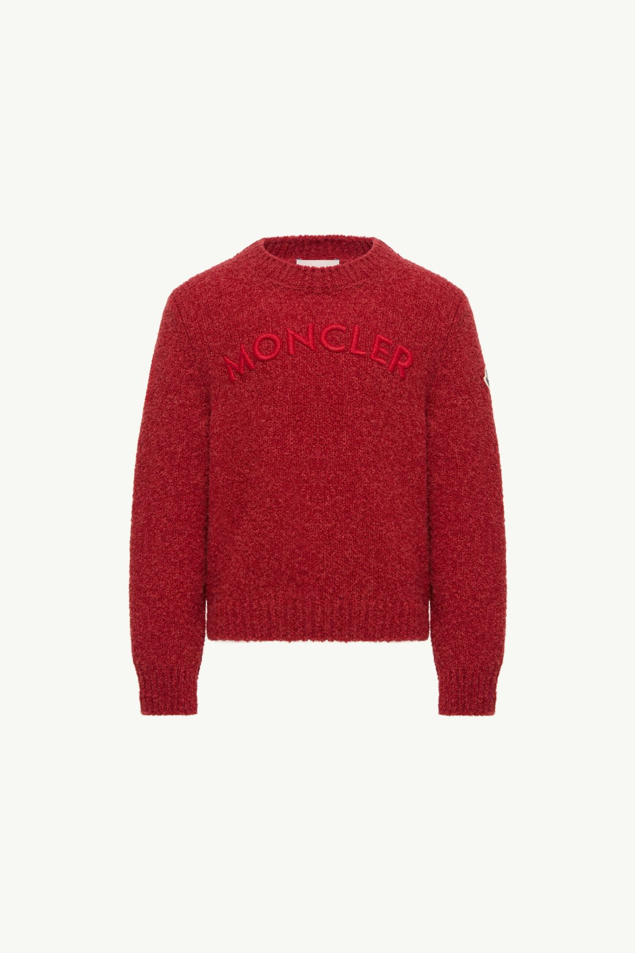 로고 부클레 울 혼방 스웨터 키즈 남아 다크 레드 Moncler 0