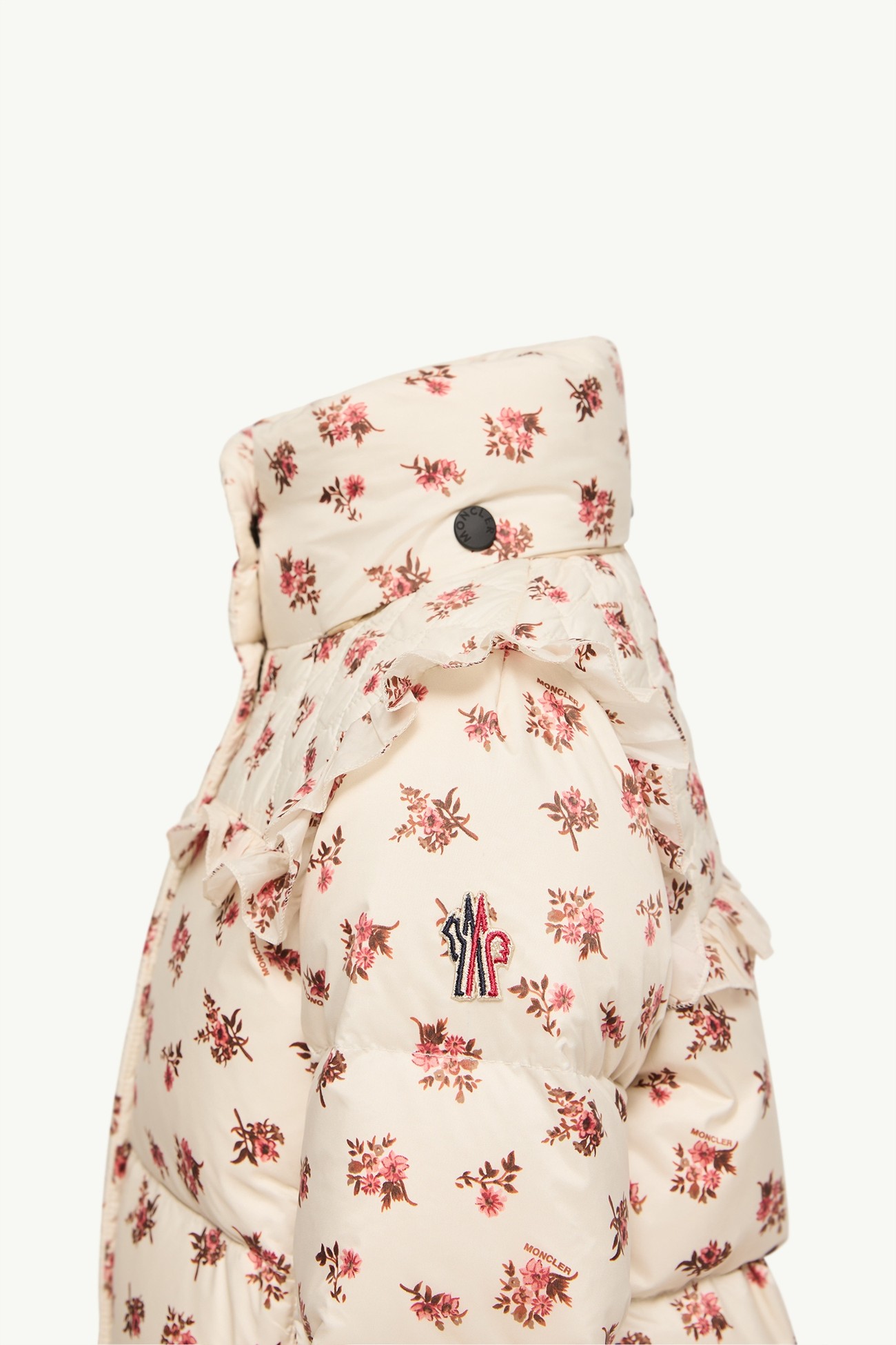 Larosiere Floral Insulated Ski Jacket Girl White & Pink Moncler 1