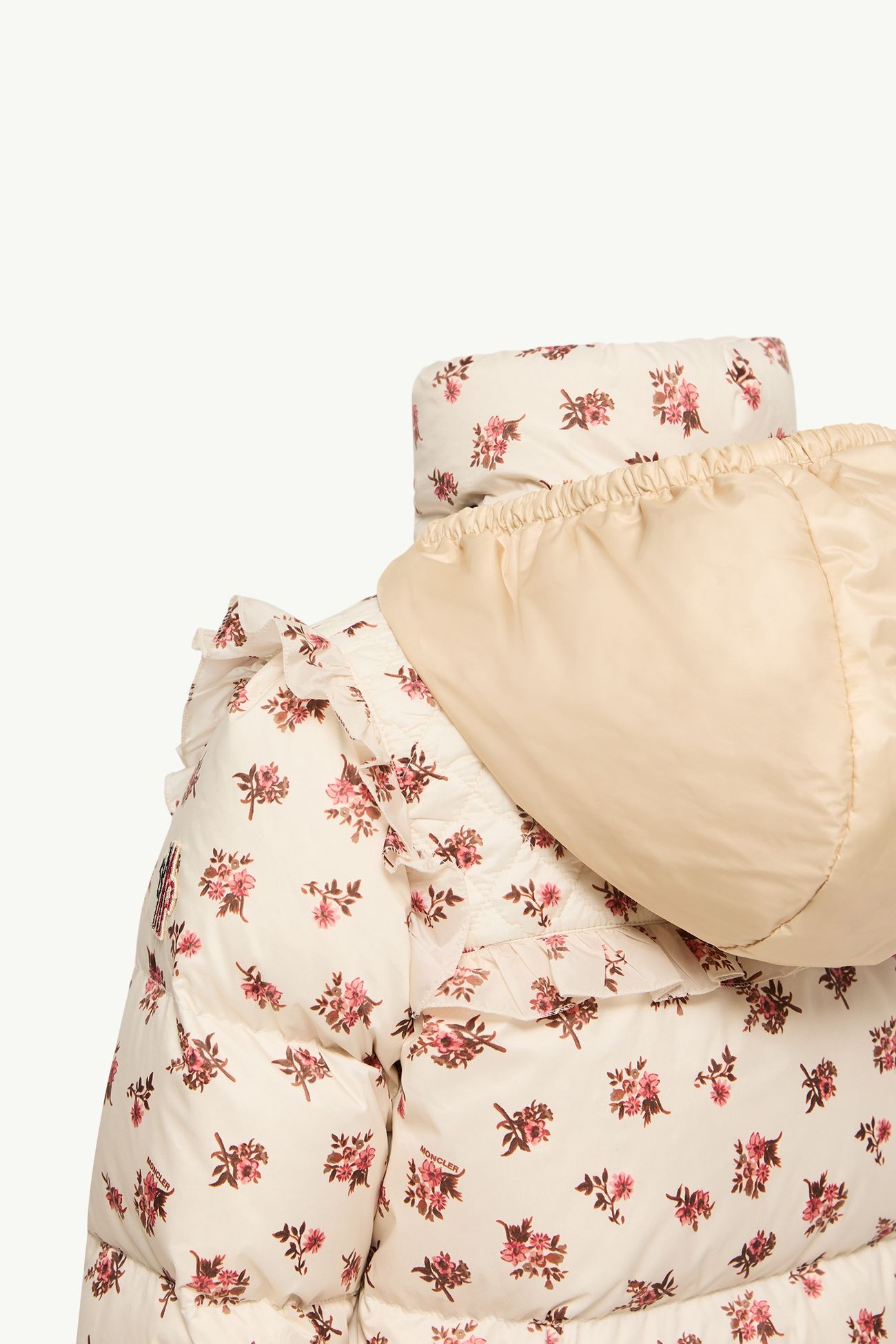 Larosiere花卉圖案保暖滑雪外套 女童 白色和粉紅色 Moncler 4