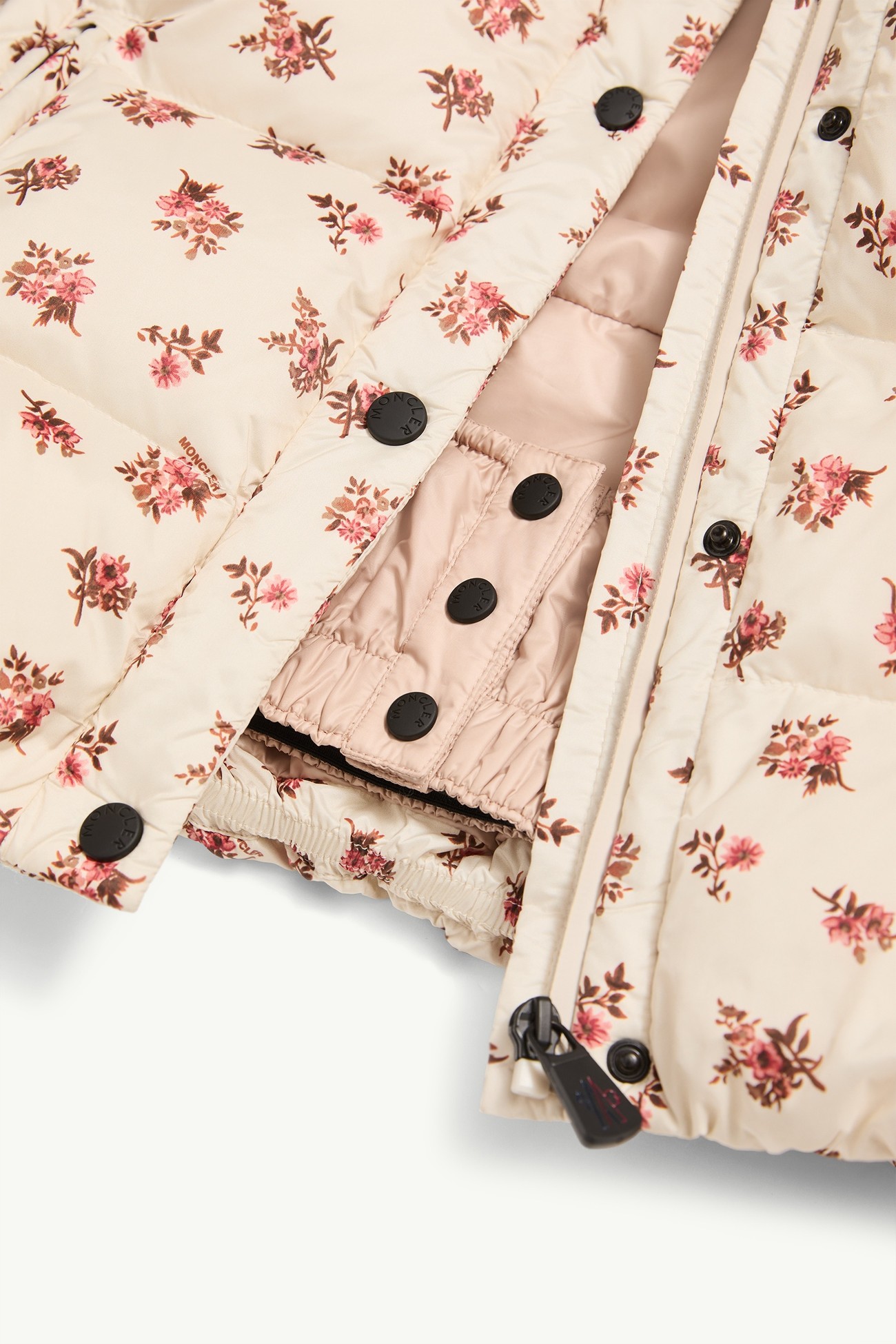 Larosiere花卉圖案保暖滑雪外套 女童 白色和粉紅色 Moncler 5